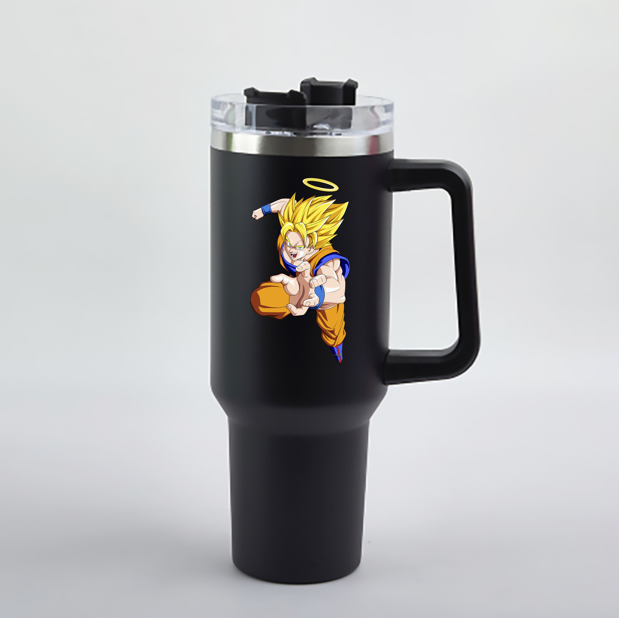 （画像用） ドラゴンボール 孫悟空（そん ごくう）Son Goku カカロット DRAGON BALL Kakarotto 1200mL車用タンブラー - クリスタルステッカー（プラスチックストロー付き）