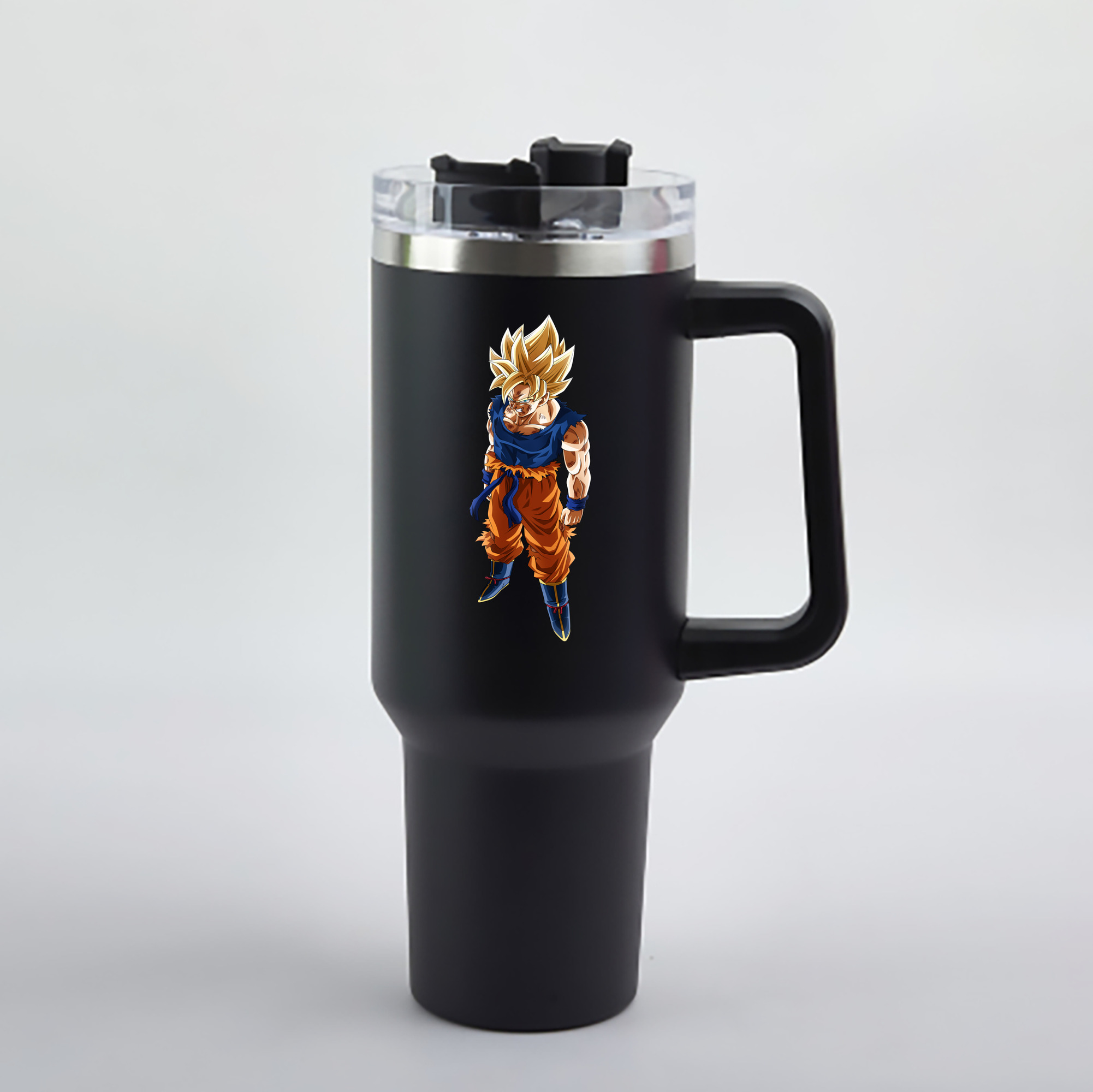 （画像用） ドラゴンボール 孫悟空（そん ごくう）Son Goku カカロット DRAGON BALL Kakarotto 1200mL車用タンブラー - クリスタルステッカー（プラスチックストロー付き）