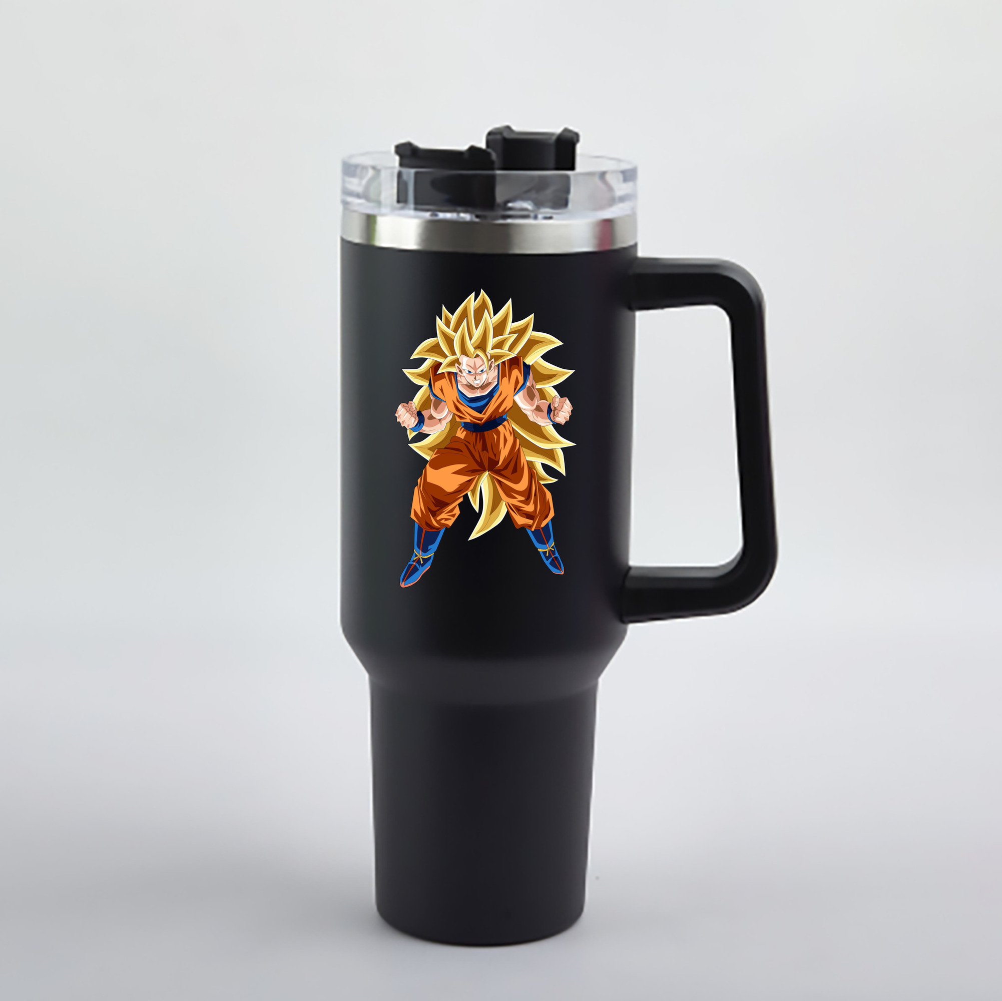 （画像用） ドラゴンボール 孫悟空（そん ごくう）Son Goku カカロット DRAGON BALL Kakarotto 1200mL車用タンブラー - クリスタルステッカー（プラスチックストロー付き）