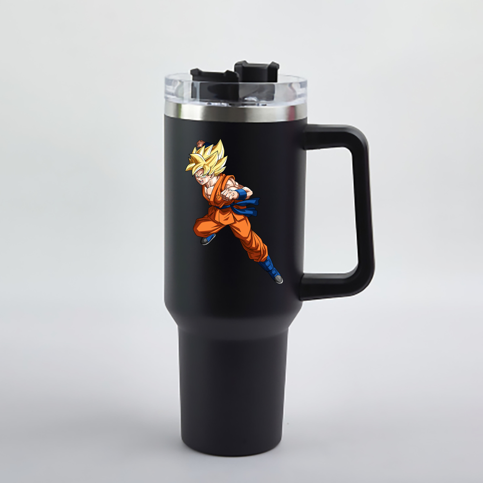 （画像用） ドラゴンボール 孫悟空（そん ごくう）Son Goku カカロット DRAGON BALL Kakarotto 1200mL車用タンブラー - クリスタルステッカー（プラスチックストロー付き）