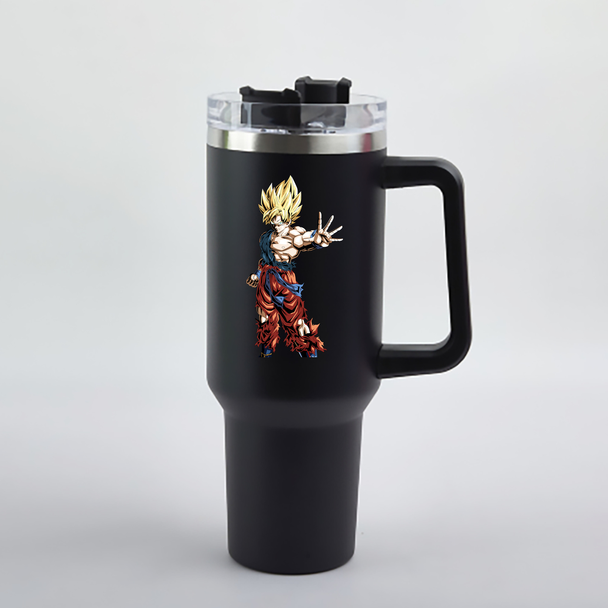 （画像用） ドラゴンボール 孫悟空（そん ごくう）Son Goku カカロット DRAGON BALL Kakarotto 1200mL車用タンブラー - クリスタルステッカー（プラスチックストロー付き）