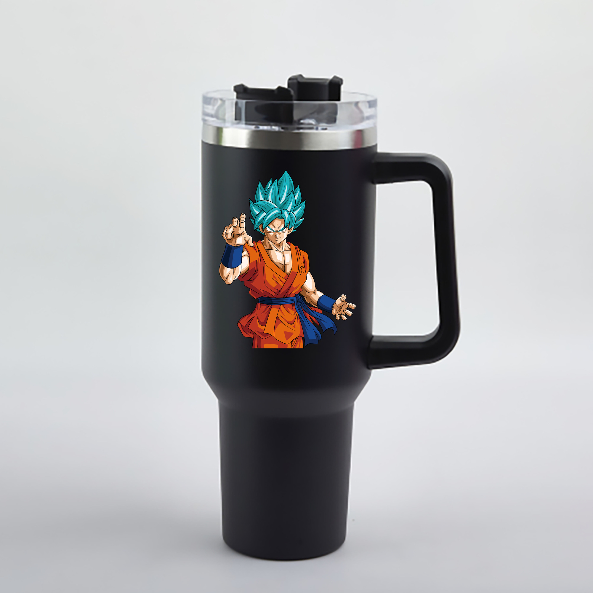 （画像用） ドラゴンボール 孫悟空（そん ごくう）Son Goku カカロット DRAGON BALL Kakarotto 1200mL車用タンブラー - クリスタルステッカー（プラスチックストロー付き）
