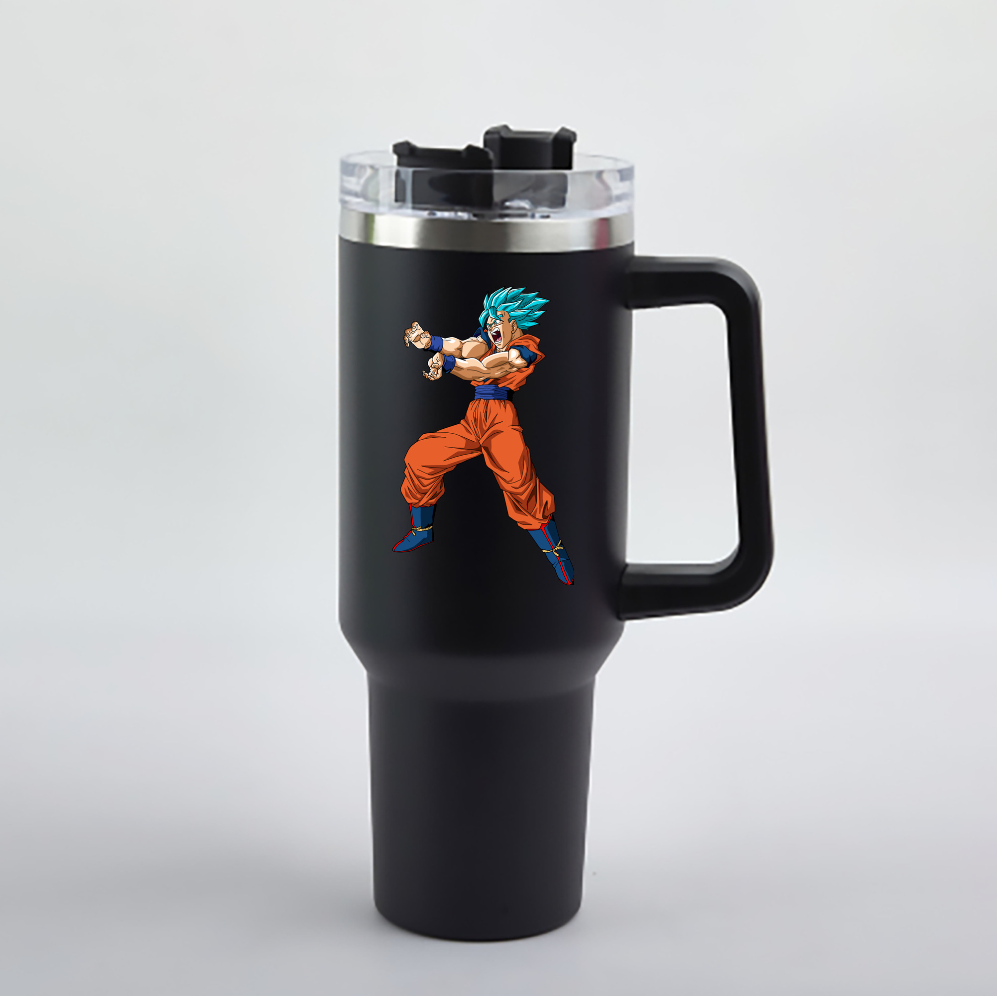 （画像用） ドラゴンボール 孫悟空（そん ごくう）Son Goku カカロット DRAGON BALL Kakarotto 1200mL車用タンブラー - クリスタルステッカー（プラスチックストロー付き）