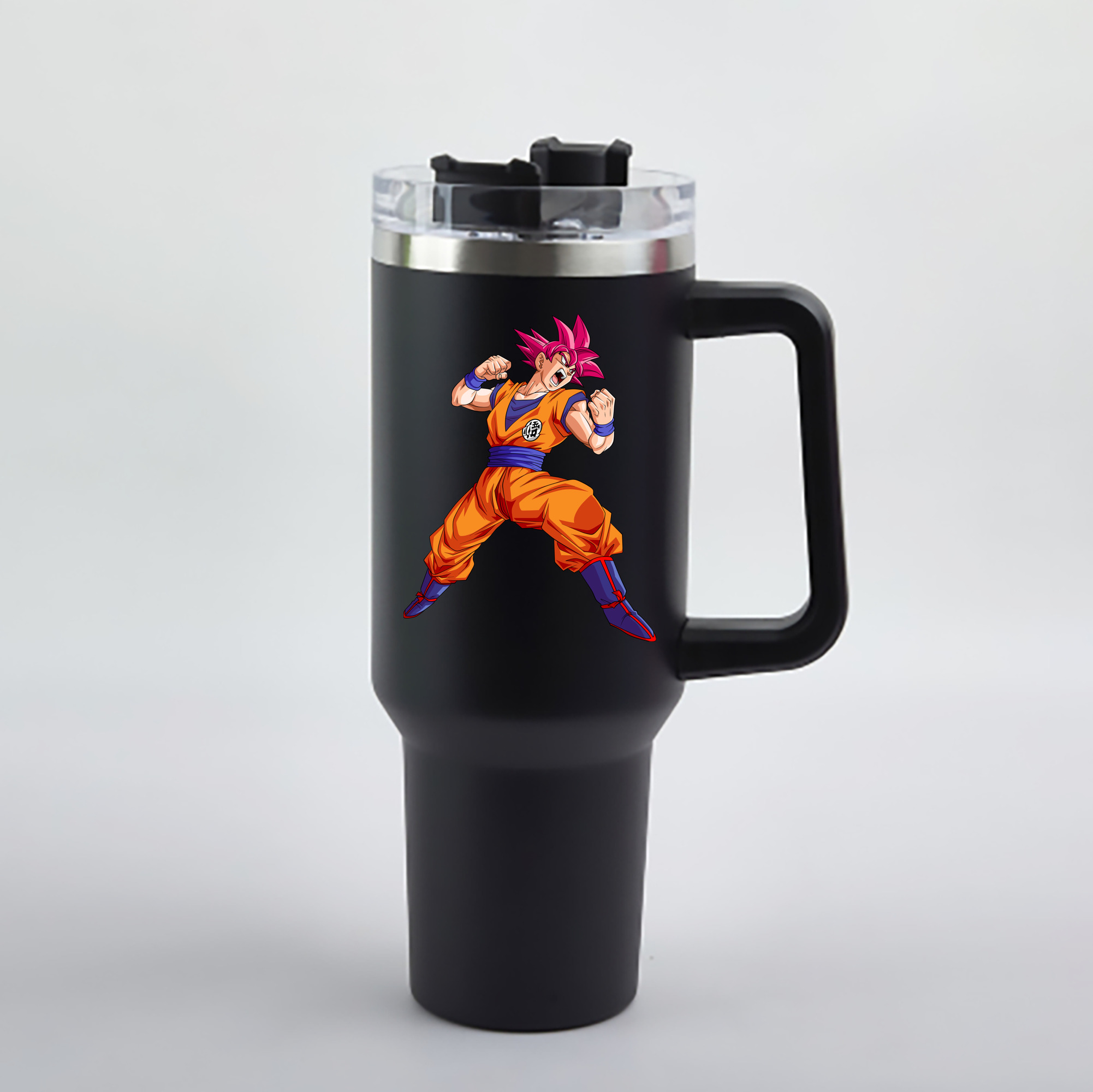 （画像用） ドラゴンボール 孫悟空（そん ごくう）Son Goku カカロット DRAGON BALL Kakarotto 1200mL車用タンブラー - クリスタルステッカー（プラスチックストロー付き）