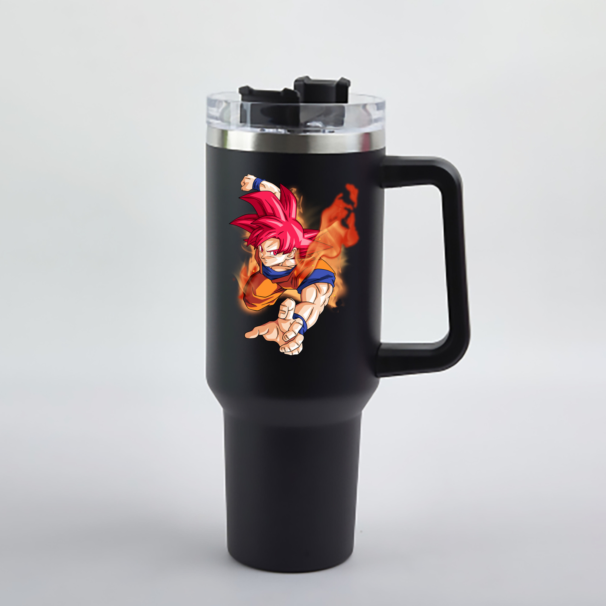 （画像用） ドラゴンボール 孫悟空（そん ごくう）Son Goku カカロット DRAGON BALL Kakarotto 1200mL車用タンブラー - クリスタルステッカー（プラスチックストロー付き）