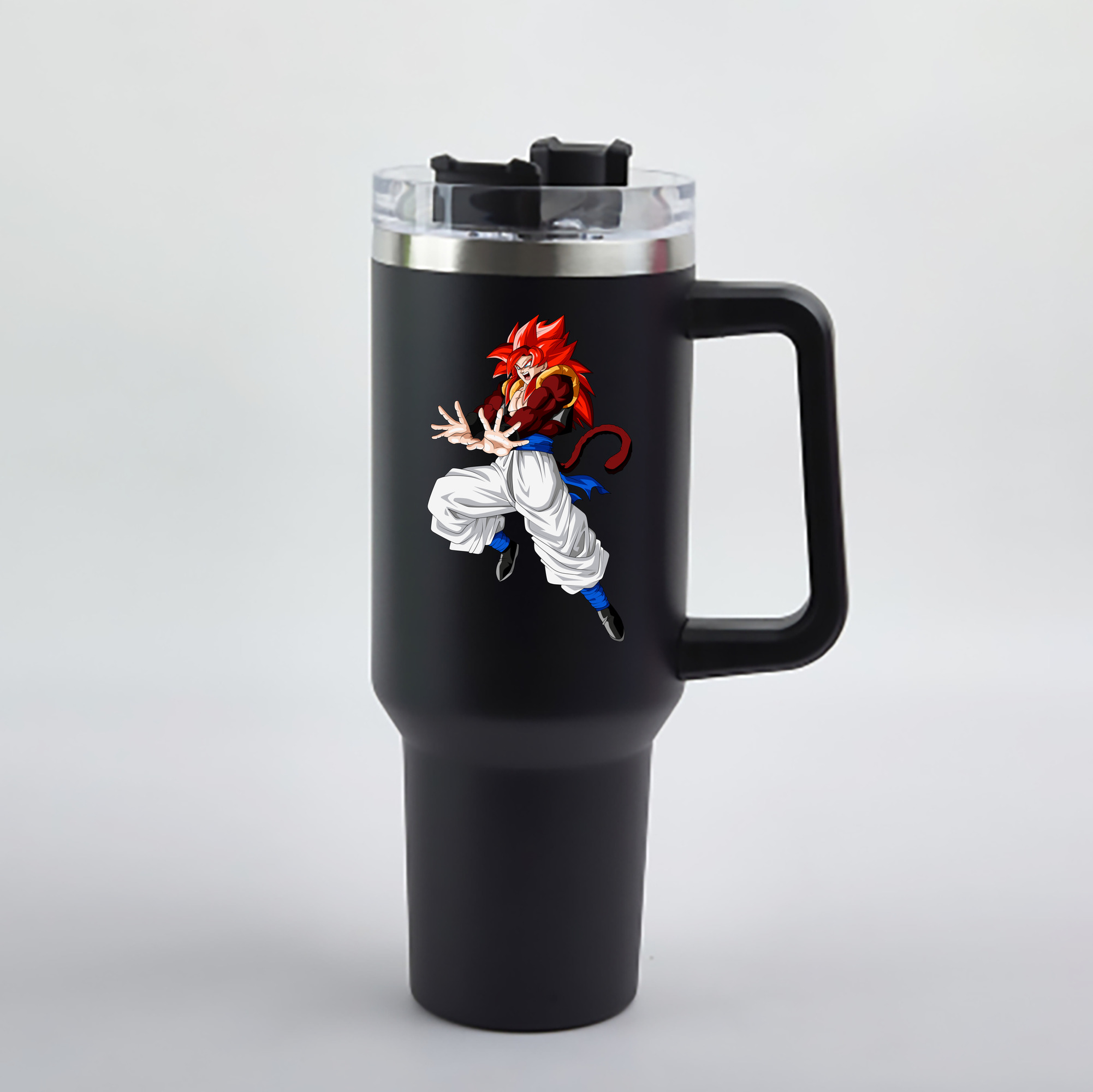 （画像用） ドラゴンボール 孫悟空（そん ごくう）Son Goku カカロット DRAGON BALL Kakarotto 1200mL車用タンブラー - クリスタルステッカー（プラスチックストロー付き）