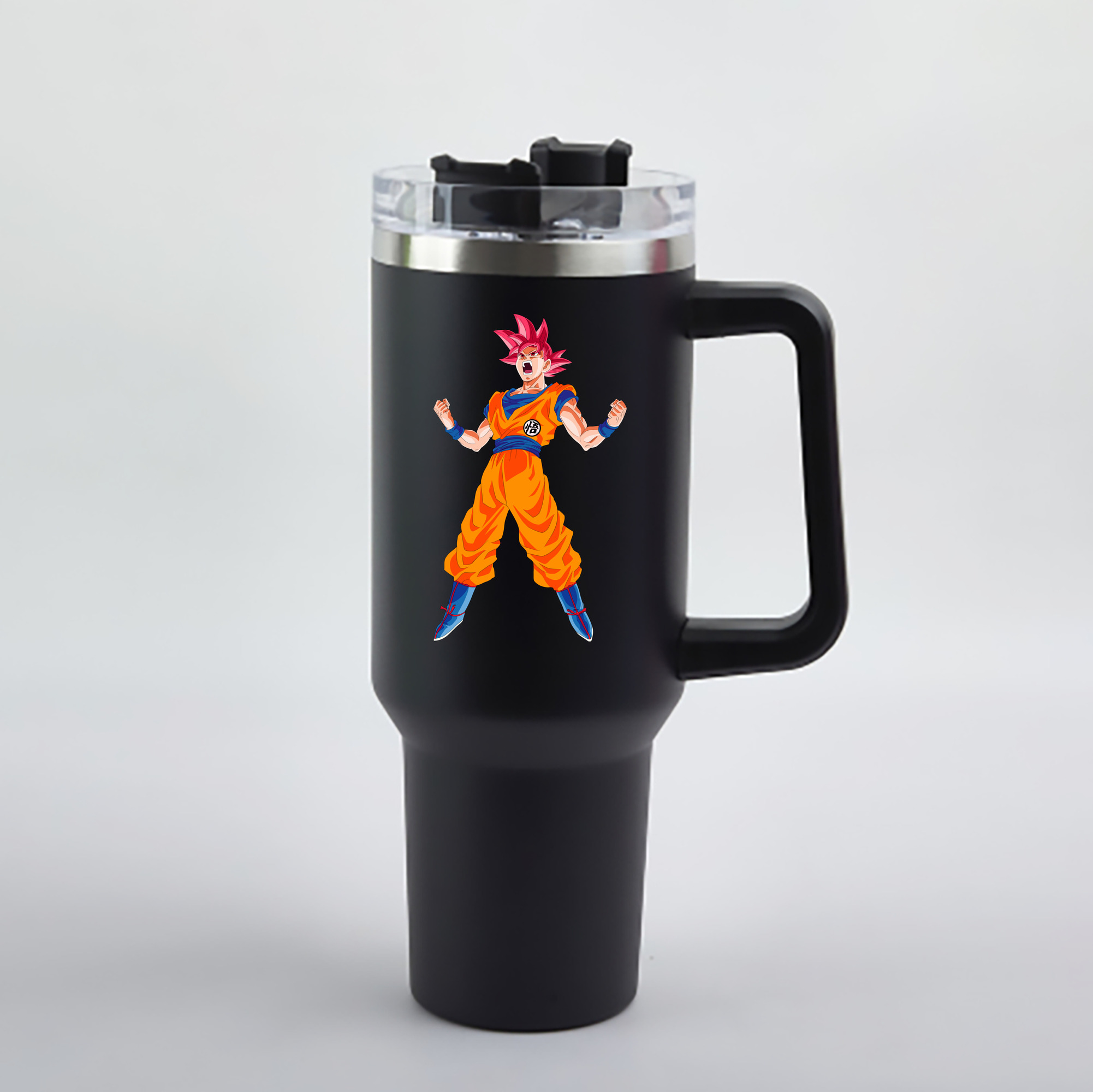（画像用） ドラゴンボール 孫悟空（そん ごくう）Son Goku カカロット DRAGON BALL Kakarotto 1200mL車用タンブラー - クリスタルステッカー（プラスチックストロー付き）