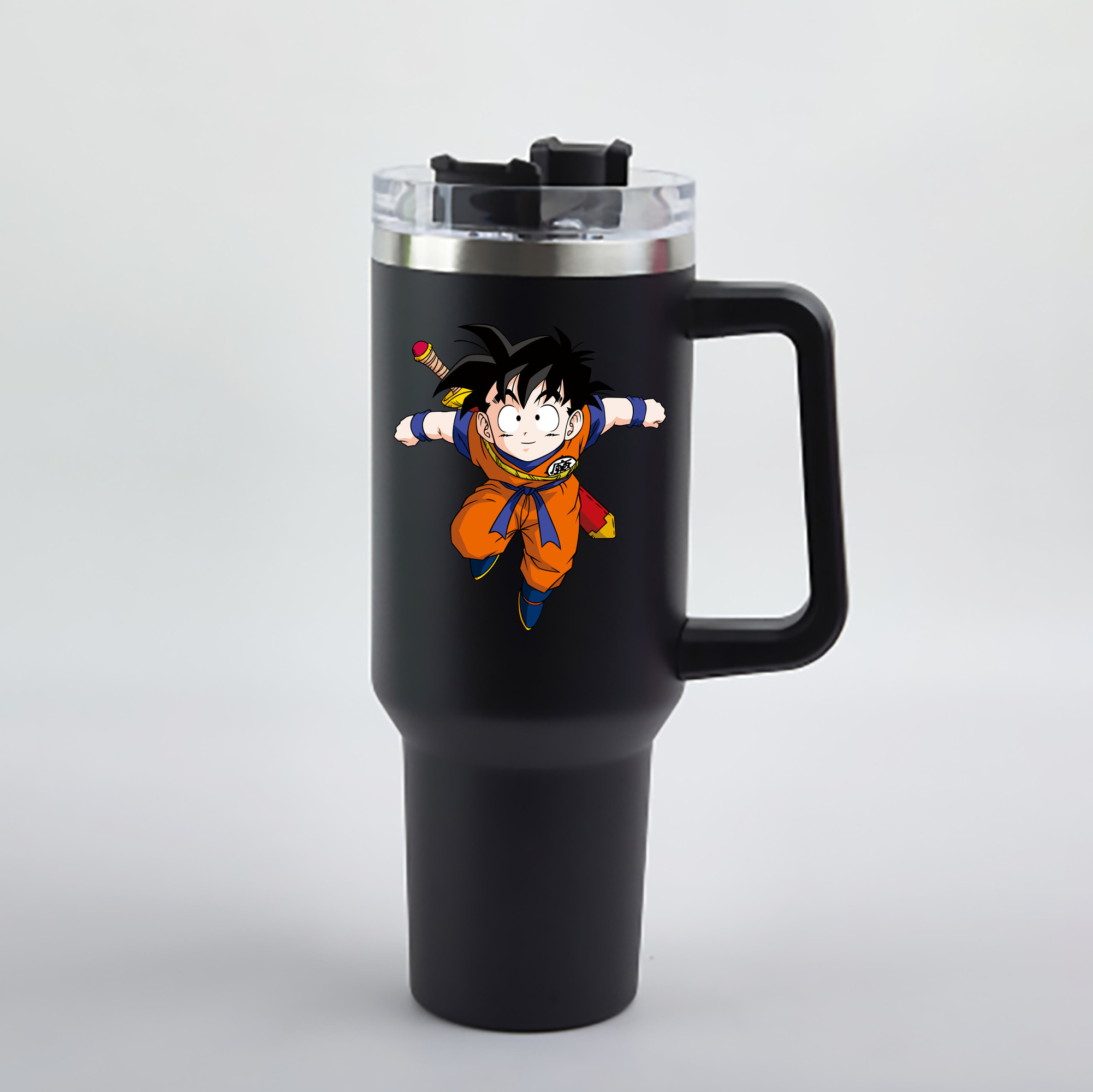 （画像用） ドラゴンボール 孫悟空（そん ごくう）Son Goku カカロット DRAGON BALL Kakarotto 1200mL車用タンブラー - クリスタルステッカー（プラスチックストロー付き）