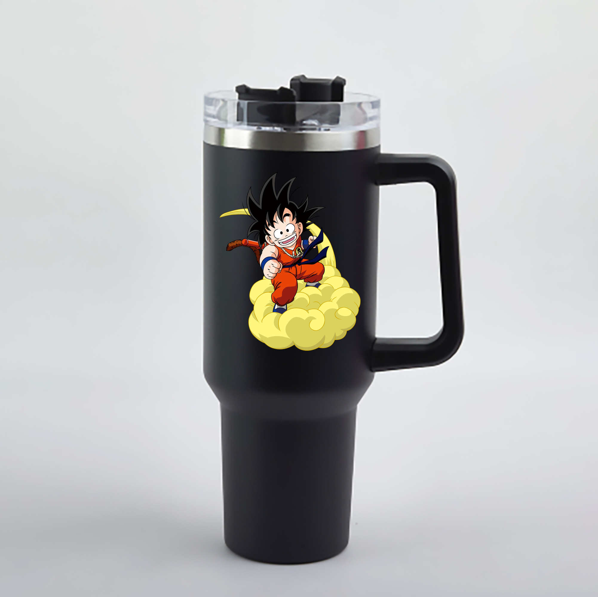 （画像用） ドラゴンボール 孫悟空（そん ごくう）Son Goku カカロット DRAGON BALL Kakarotto 1200mL車用タンブラー - クリスタルステッカー（プラスチックストロー付き）