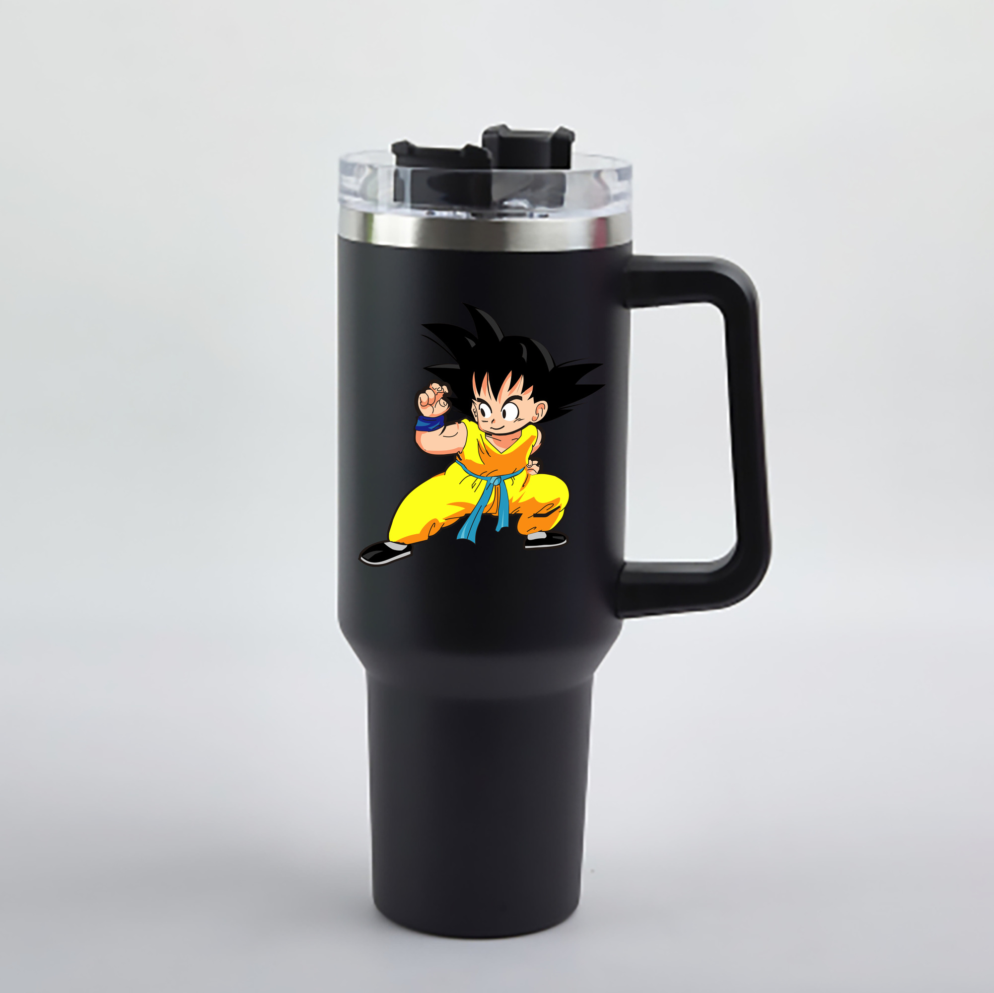 （画像用） ドラゴンボール 孫悟空（そん ごくう）Son Goku カカロット DRAGON BALL Kakarotto 1200mL車用タンブラー - クリスタルステッカー（プラスチックストロー付き）