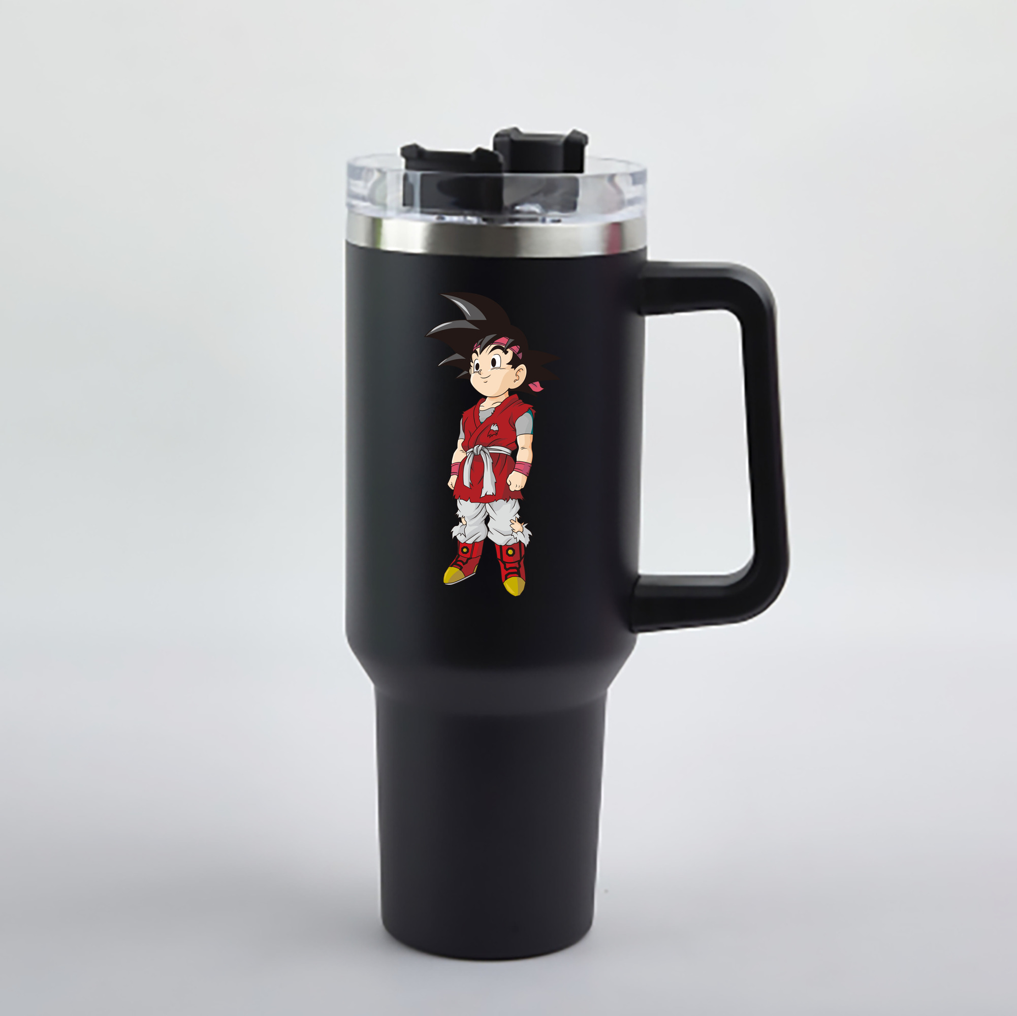 （画像用） ドラゴンボール 孫悟空（そん ごくう）Son Goku カカロット DRAGON BALL Kakarotto 1200mL車用タンブラー - クリスタルステッカー（プラスチックストロー付き）