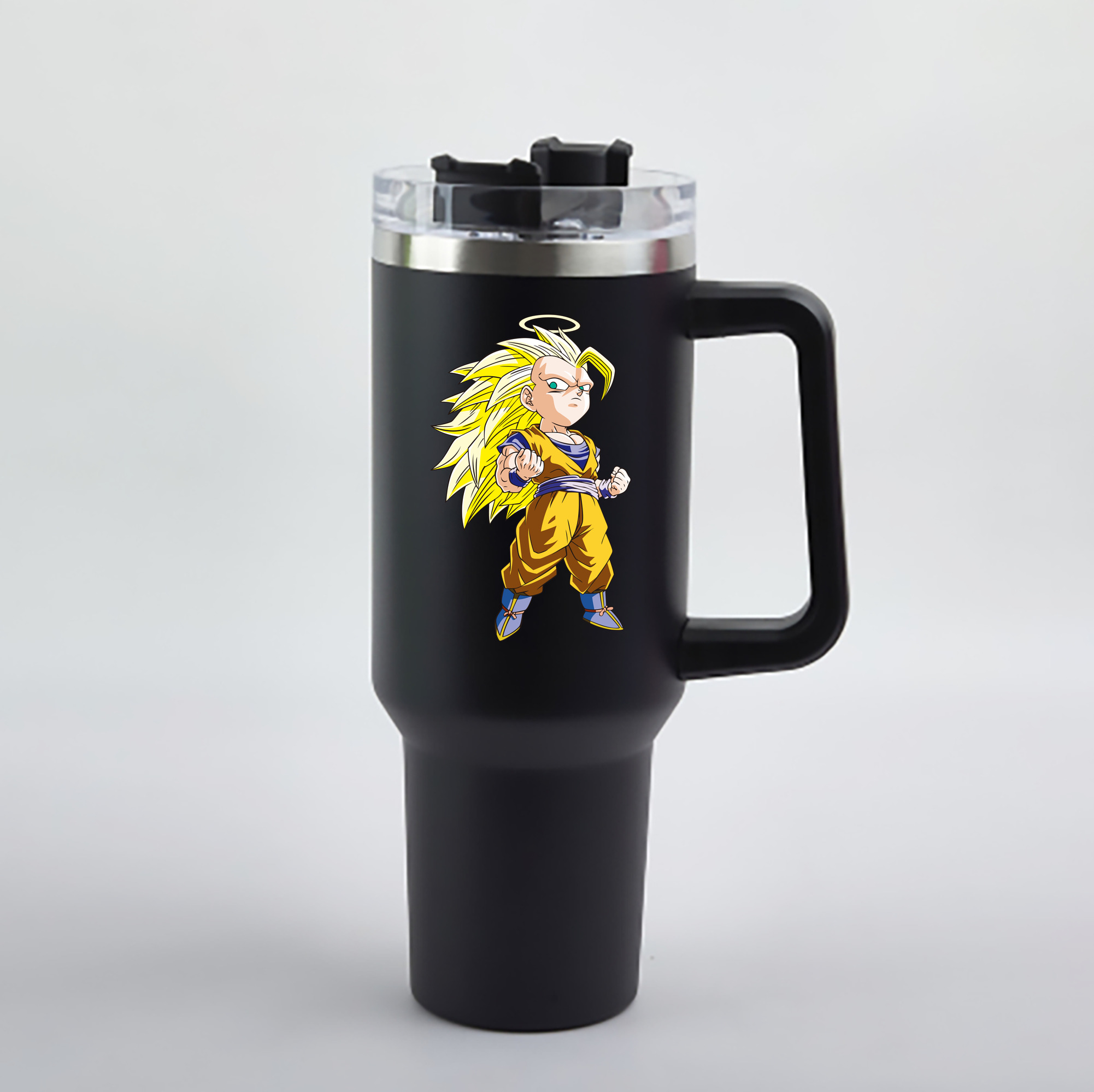 （画像用） ドラゴンボール 孫悟空（そん ごくう）Son Goku カカロット DRAGON BALL Kakarotto 1200mL車用タンブラー - クリスタルステッカー（プラスチックストロー付き）