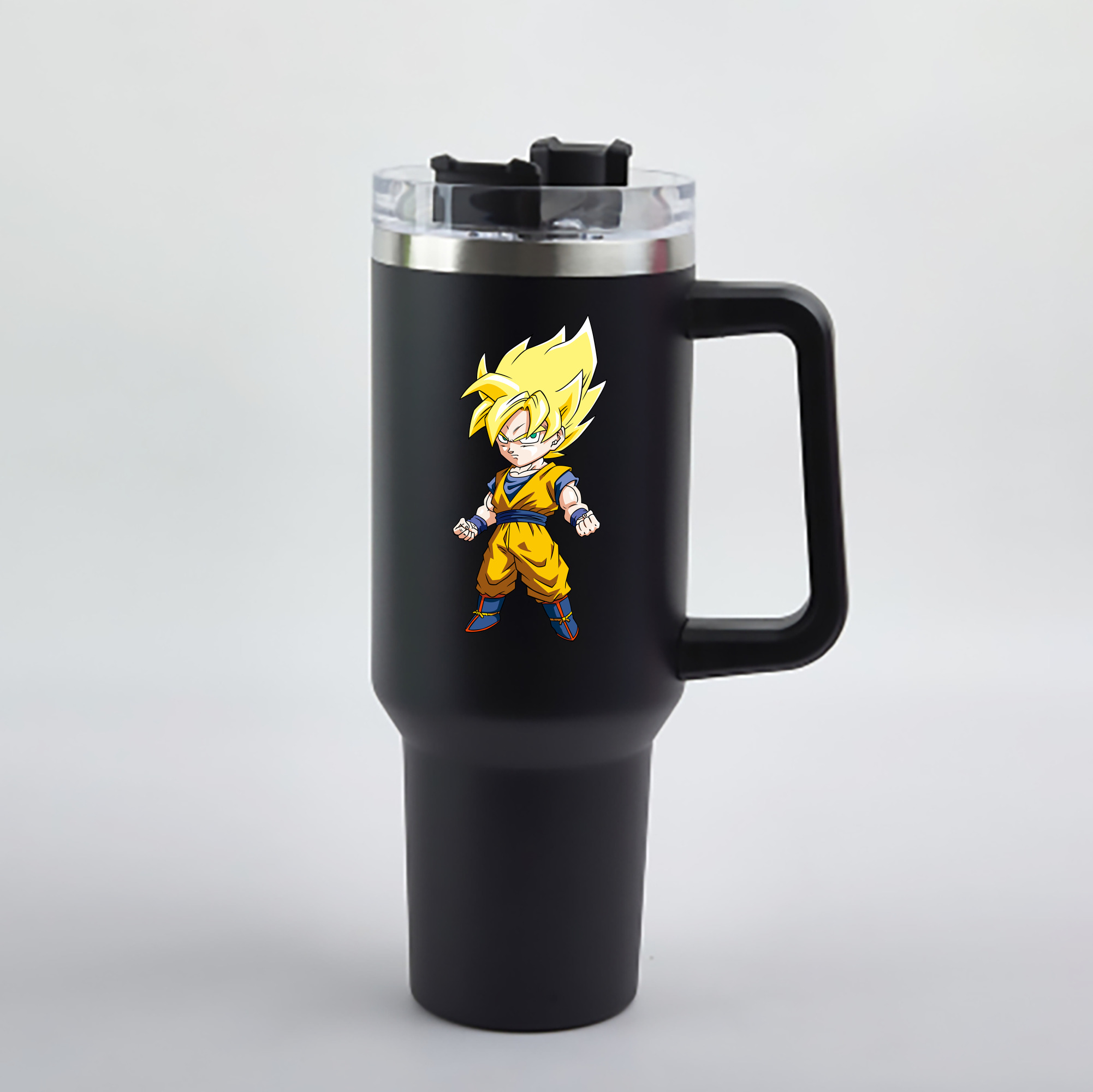 （画像用） ドラゴンボール 孫悟空（そん ごくう）Son Goku カカロット DRAGON BALL Kakarotto 1200mL車用タンブラー - クリスタルステッカー（プラスチックストロー付き）