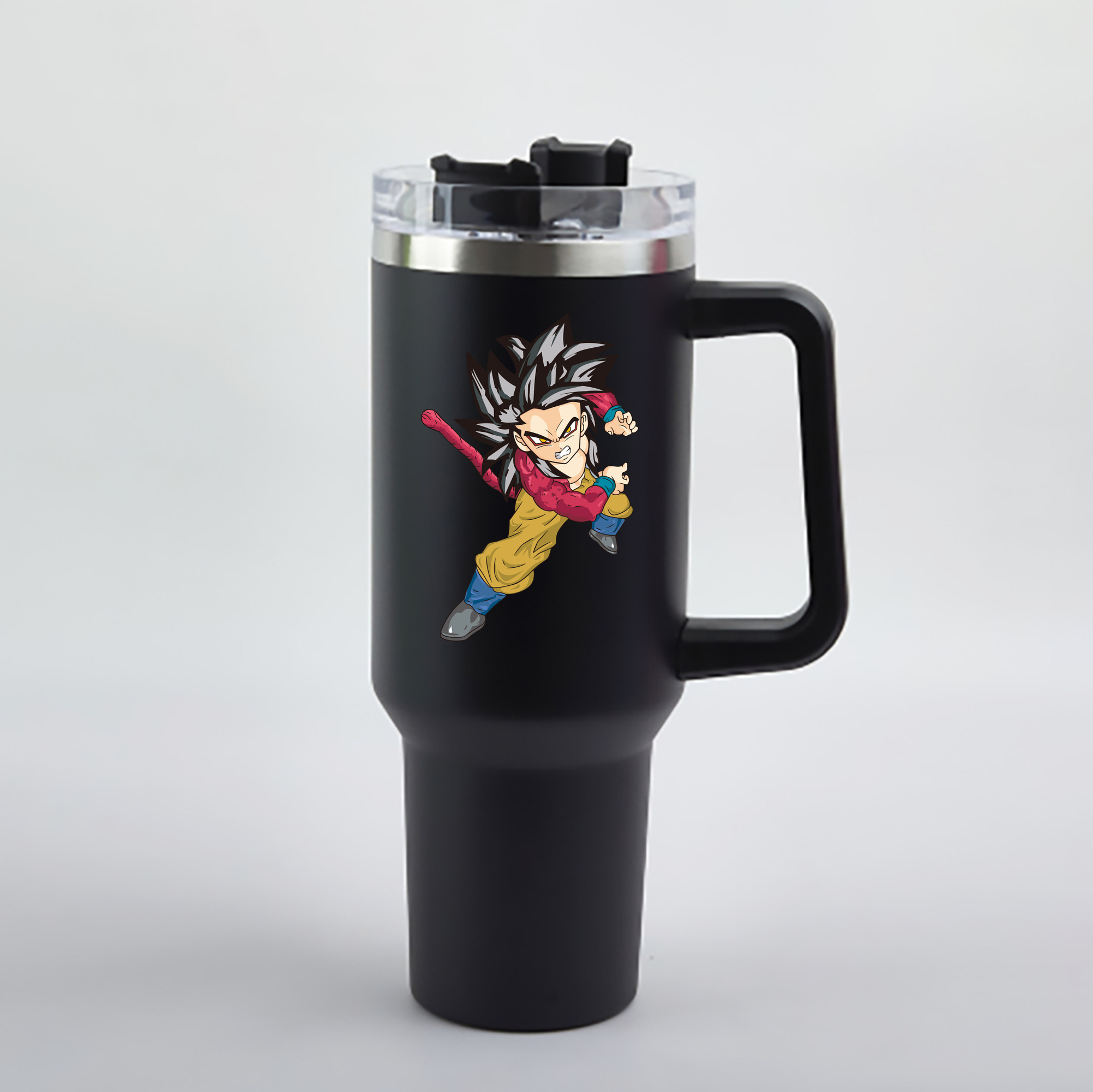 （画像用） ドラゴンボール 孫悟空（そん ごくう）Son Goku カカロット DRAGON BALL Kakarotto 1200mL車用タンブラー - クリスタルステッカー（プラスチックストロー付き）