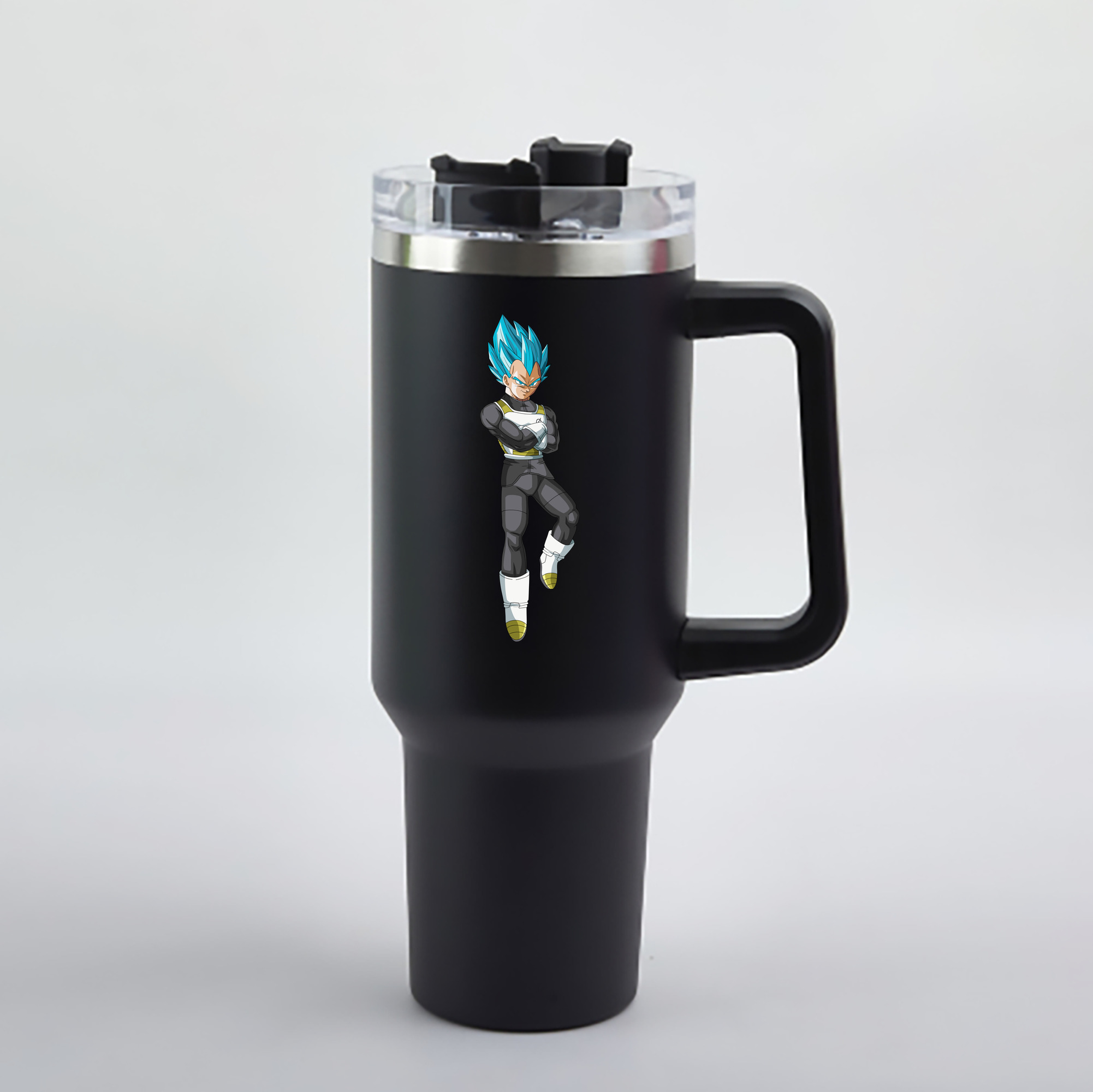 （画像用） ドラゴンボール ベジータ四世（Bejīta Yonsei）DRAGON BALL Vegeta IV 1200mL車用タンブラー - クリスタルステッカー（プラスチックストロー付き）