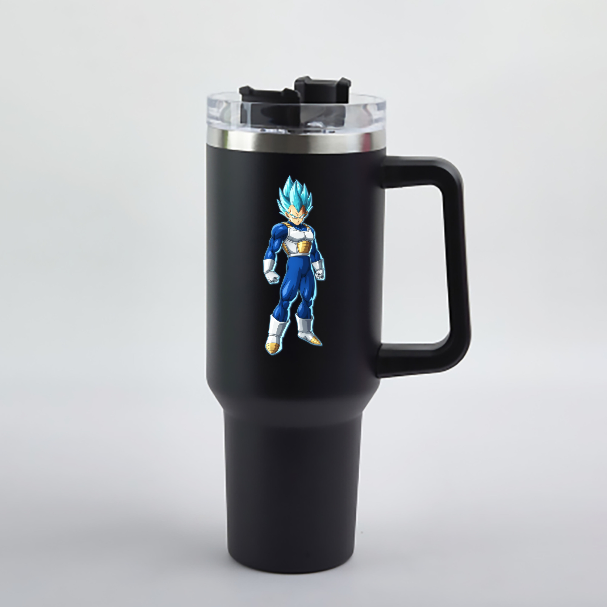 （画像用） ドラゴンボール ベジータ四世（Bejīta Yonsei）DRAGON BALL Vegeta IV 1200mL車用タンブラー - クリスタルステッカー（プラスチックストロー付き）