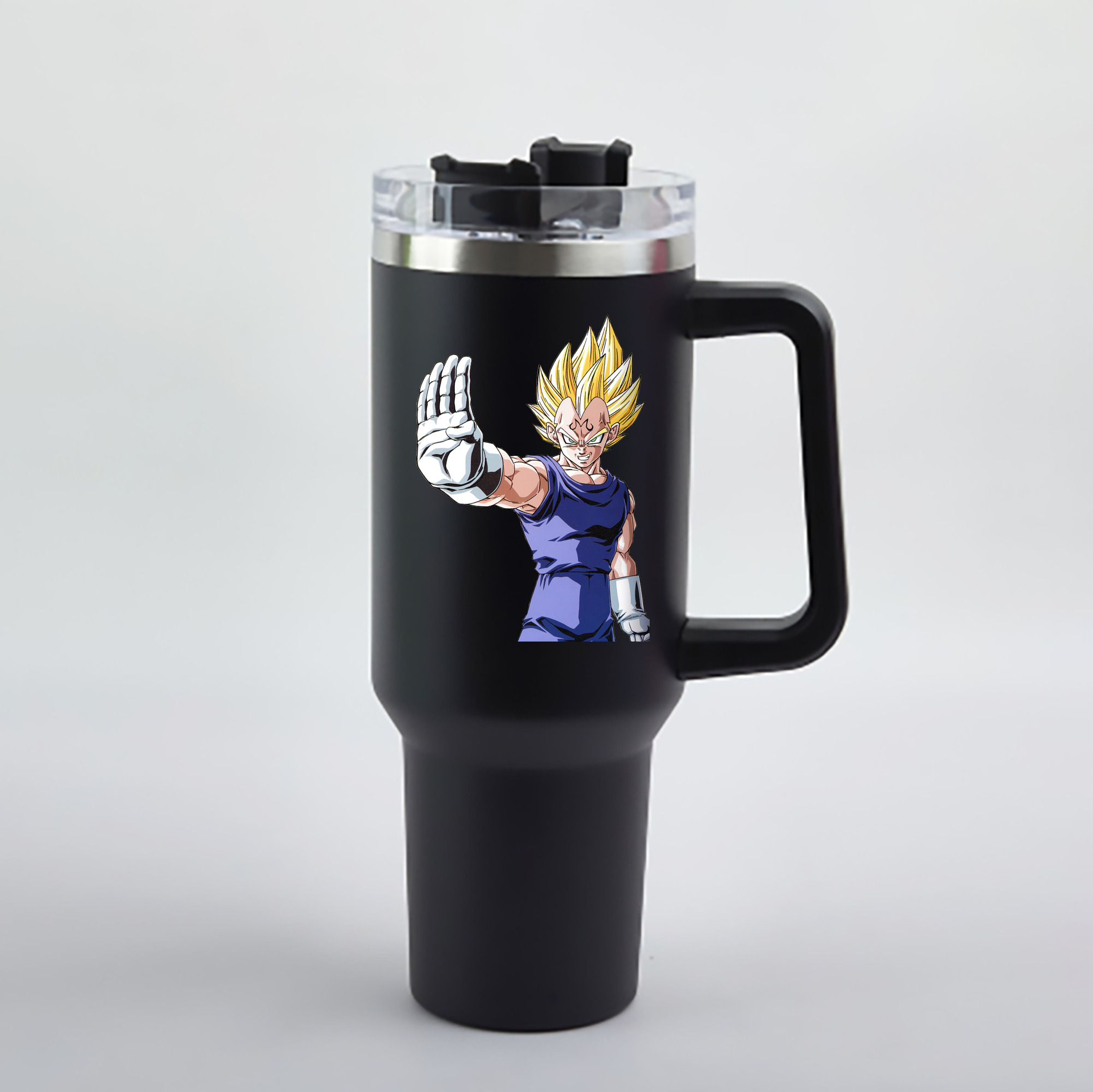 （画像用） ドラゴンボール ベジータ四世（Bejīta Yonsei）DRAGON BALL Vegeta IV 1200mL車用タンブラー - クリスタルステッカー（プラスチックストロー付き）
