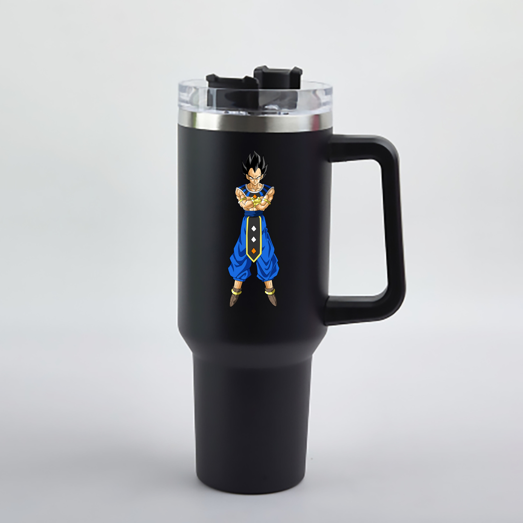 （画像用） ドラゴンボール ベジータ四世（Bejīta Yonsei）DRAGON BALL Vegeta IV 1200mL車用タンブラー - クリスタルステッカー（プラスチックストロー付き）