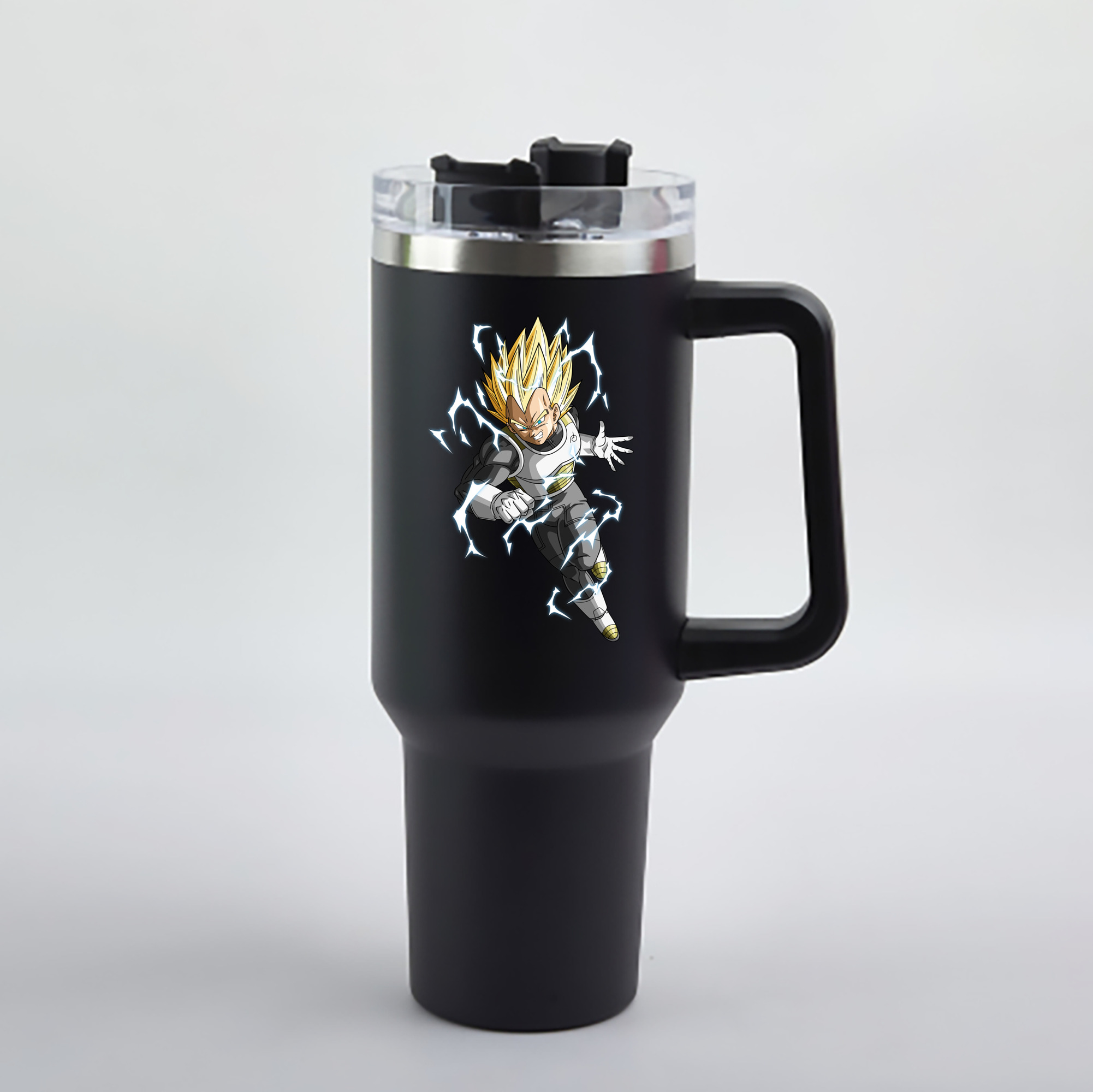 （画像用） ドラゴンボール ベジータ四世（Bejīta Yonsei）DRAGON BALL Vegeta IV 1200mL車用タンブラー - クリスタルステッカー（プラスチックストロー付き）