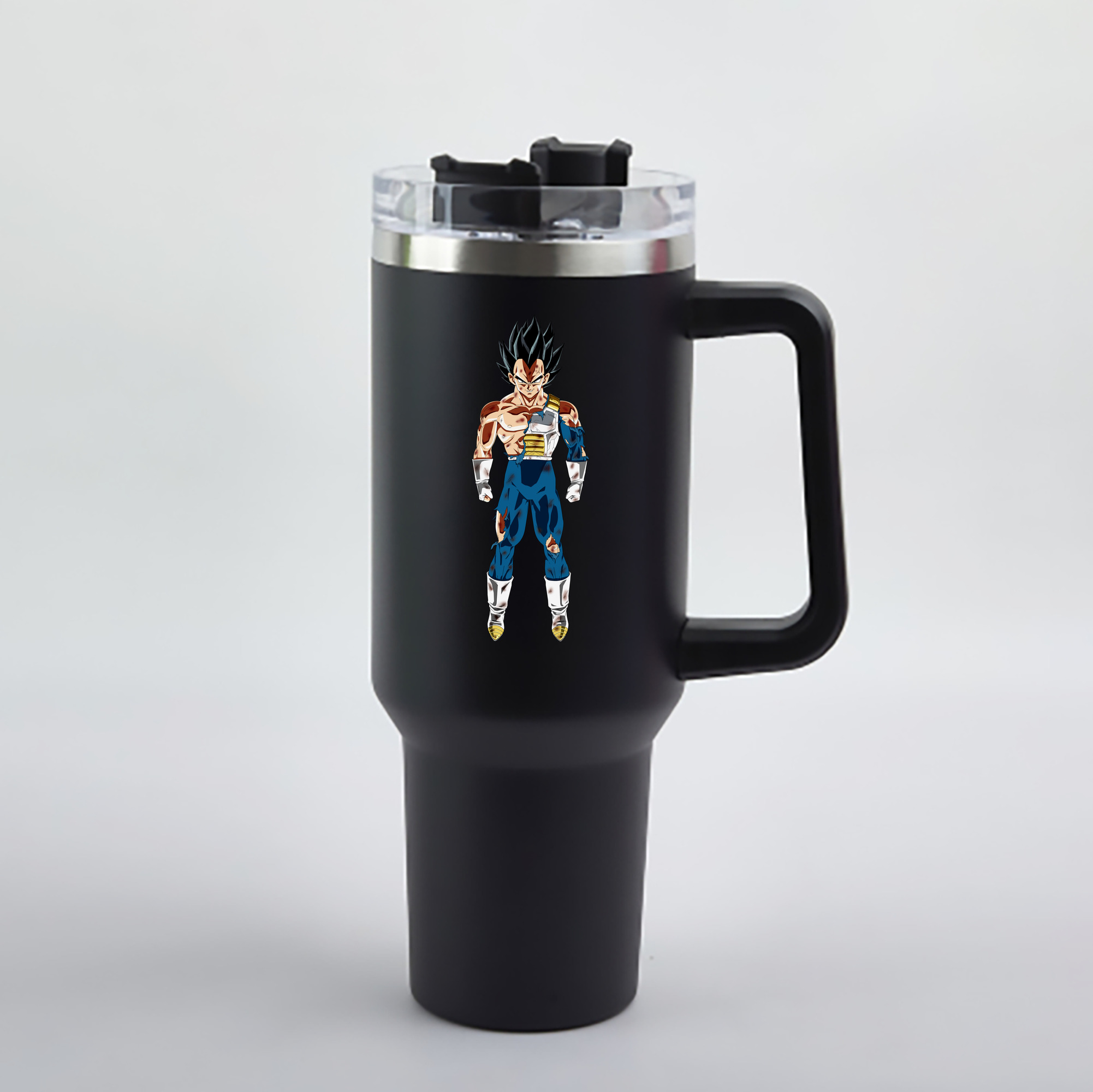 （画像用） ドラゴンボール ベジータ四世（Bejīta Yonsei）DRAGON BALL Vegeta IV 1200mL車用タンブラー - クリスタルステッカー（プラスチックストロー付き）