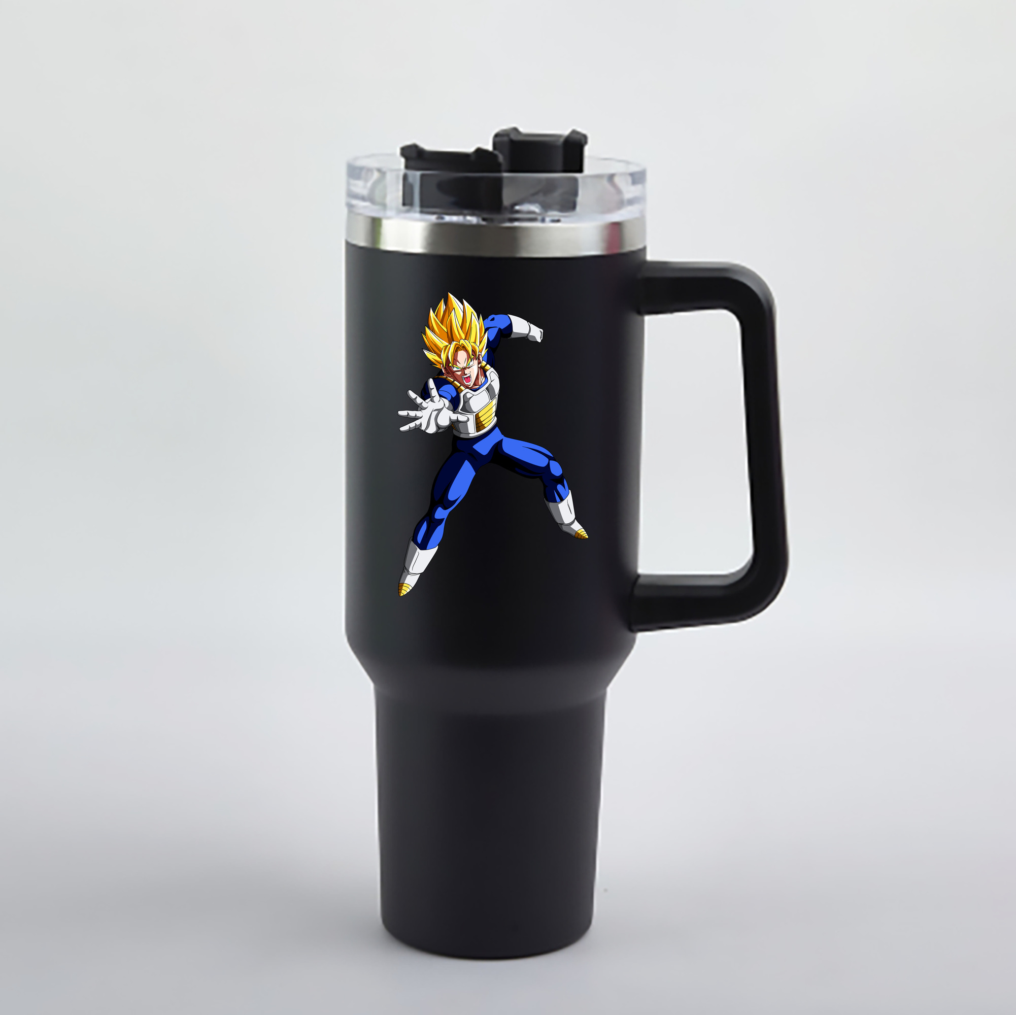 （画像用） ドラゴンボール ベジータ四世（Bejīta Yonsei）DRAGON BALL Vegeta IV 1200mL車用タンブラー - クリスタルステッカー（プラスチックストロー付き）