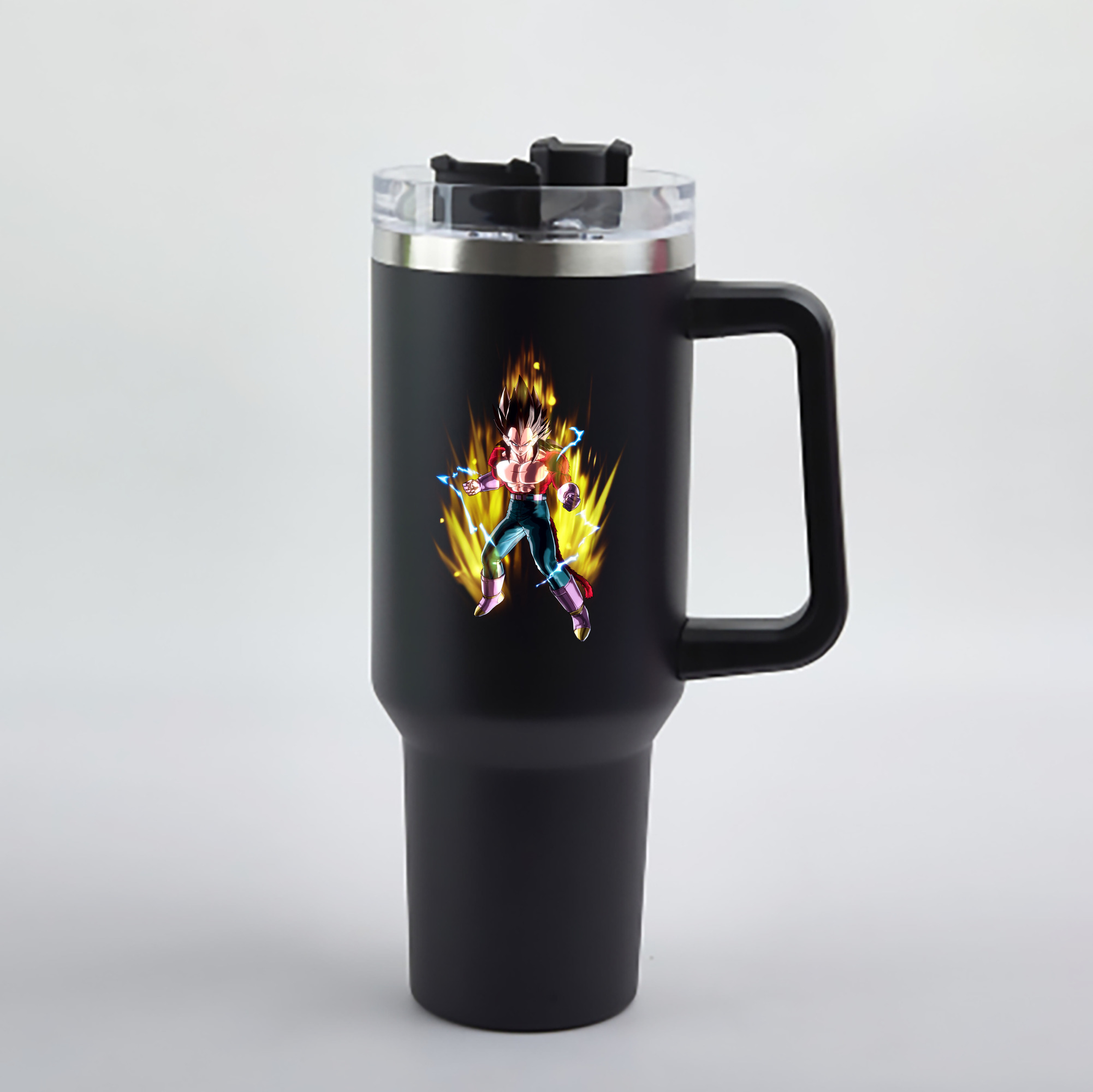 （画像用） ドラゴンボール ベジータ四世（Bejīta Yonsei）DRAGON BALL Vegeta IV 1200mL車用タンブラー - クリスタルステッカー（プラスチックストロー付き）