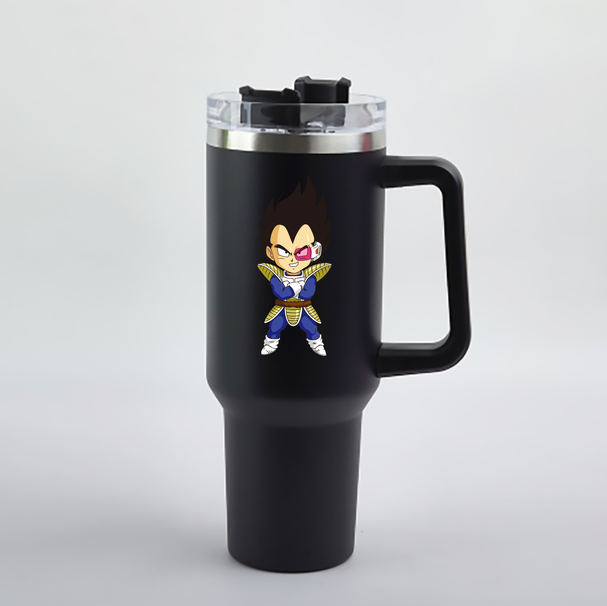 （画像用） ドラゴンボール ベジータ四世（Bejīta Yonsei）DRAGON BALL Vegeta IV 1200mL車用タンブラー - クリスタルステッカー（プラスチックストロー付き）