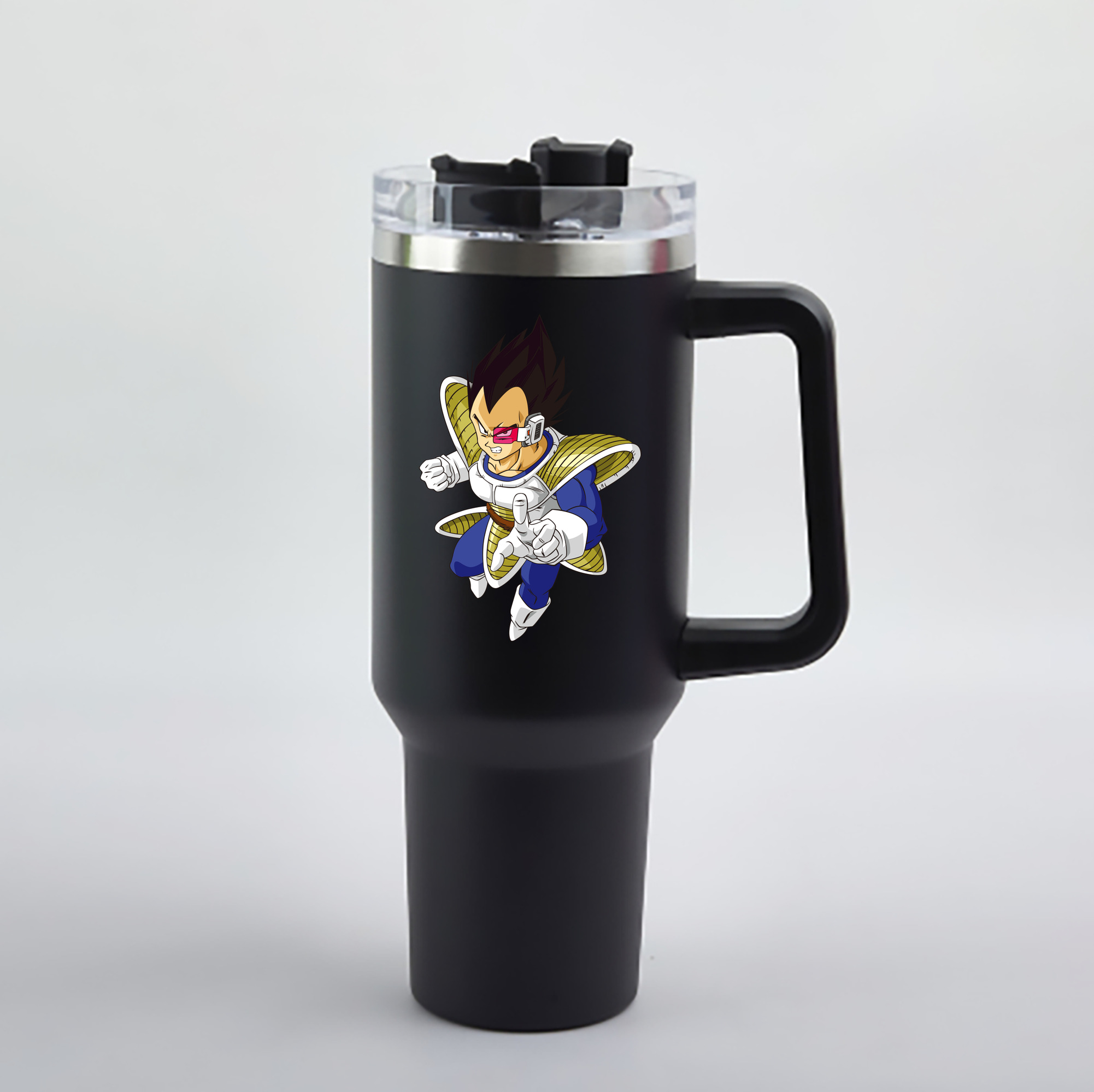 （画像用） ドラゴンボール ベジータ四世（Bejīta Yonsei）DRAGON BALL Vegeta IV 1200mL車用タンブラー - クリスタルステッカー（プラスチックストロー付き）