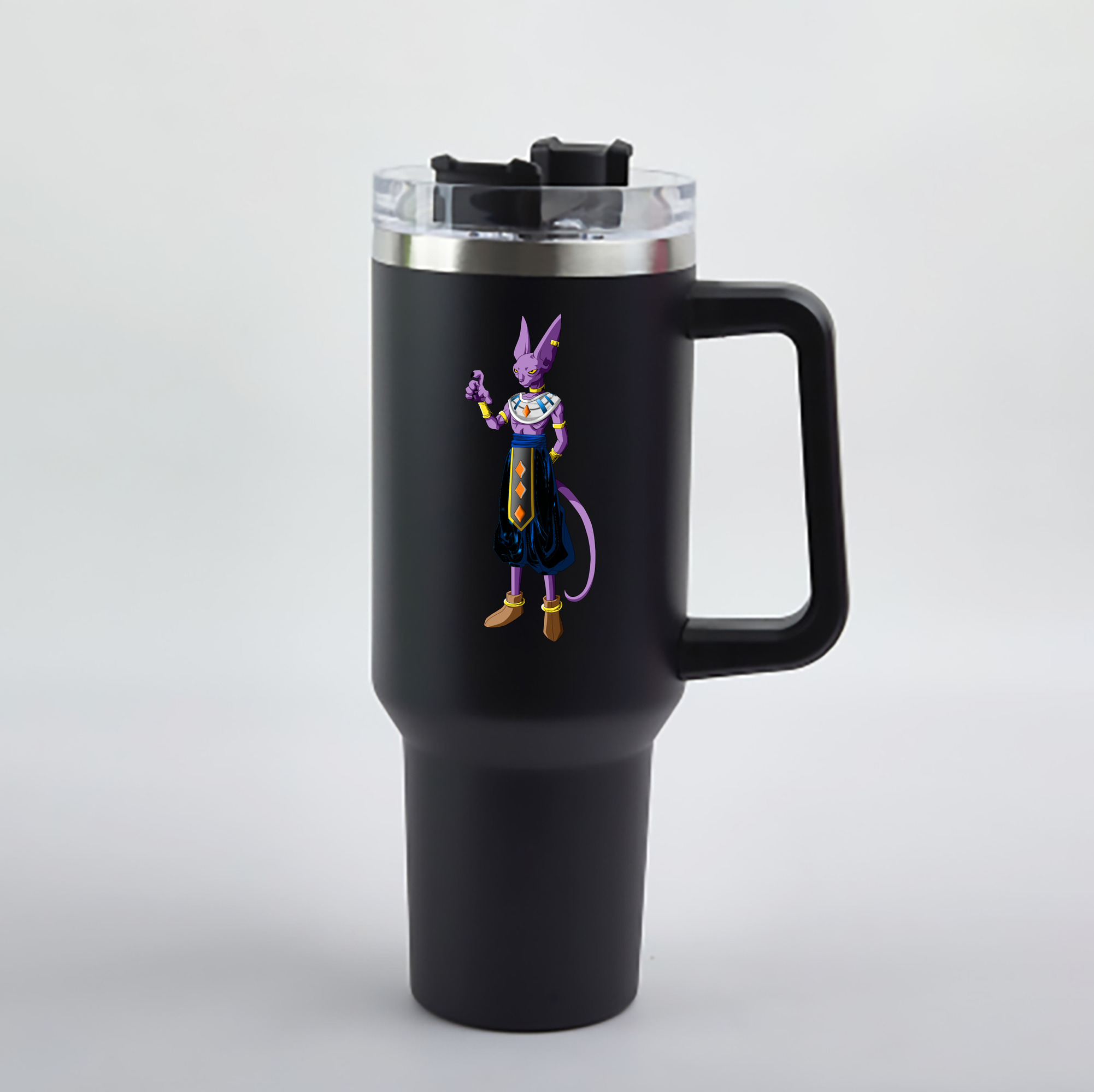 （画像用） ドラゴンボール ビルス 破壊神ビルス DRAGON BALL Beerus Birusu 1200mL車用タンブラー - クリスタルステッカー（プラスチックストロー付き）