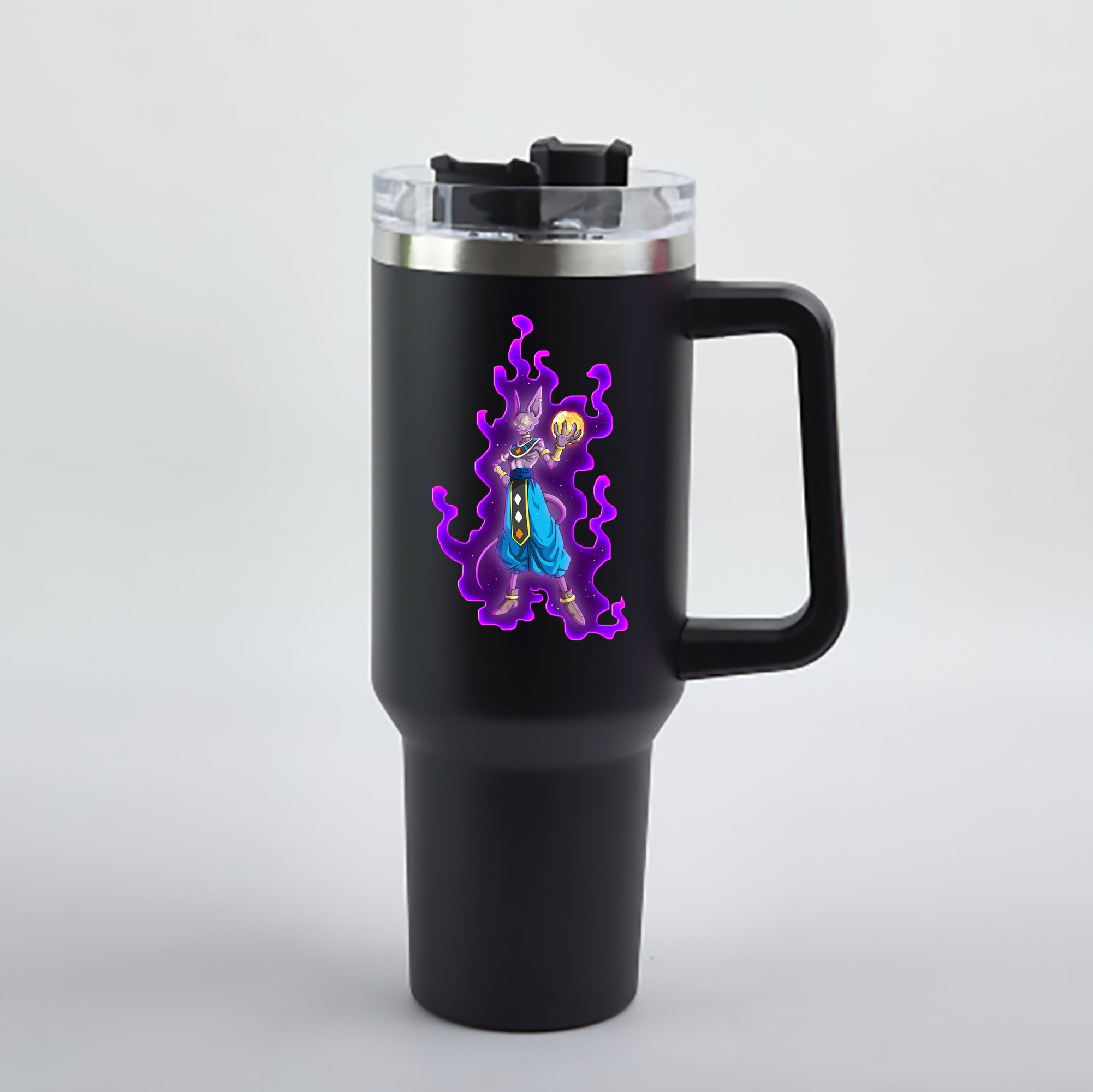 （画像用） ドラゴンボール ビルス 破壊神ビルス DRAGON BALL Beerus Birusu 1200mL車用タンブラー - クリスタルステッカー（プラスチックストロー付き）