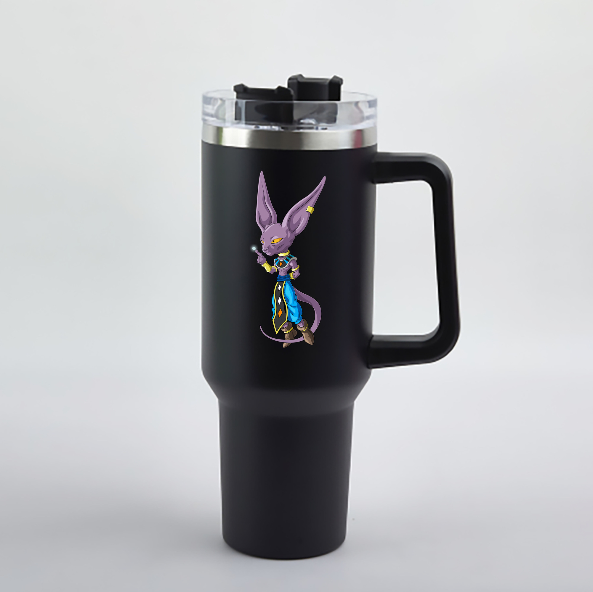 （画像用） ドラゴンボール ビルス 破壊神ビルス DRAGON BALL Beerus Birusu 1200mL車用タンブラー - クリスタルステッカー（プラスチックストロー付き）