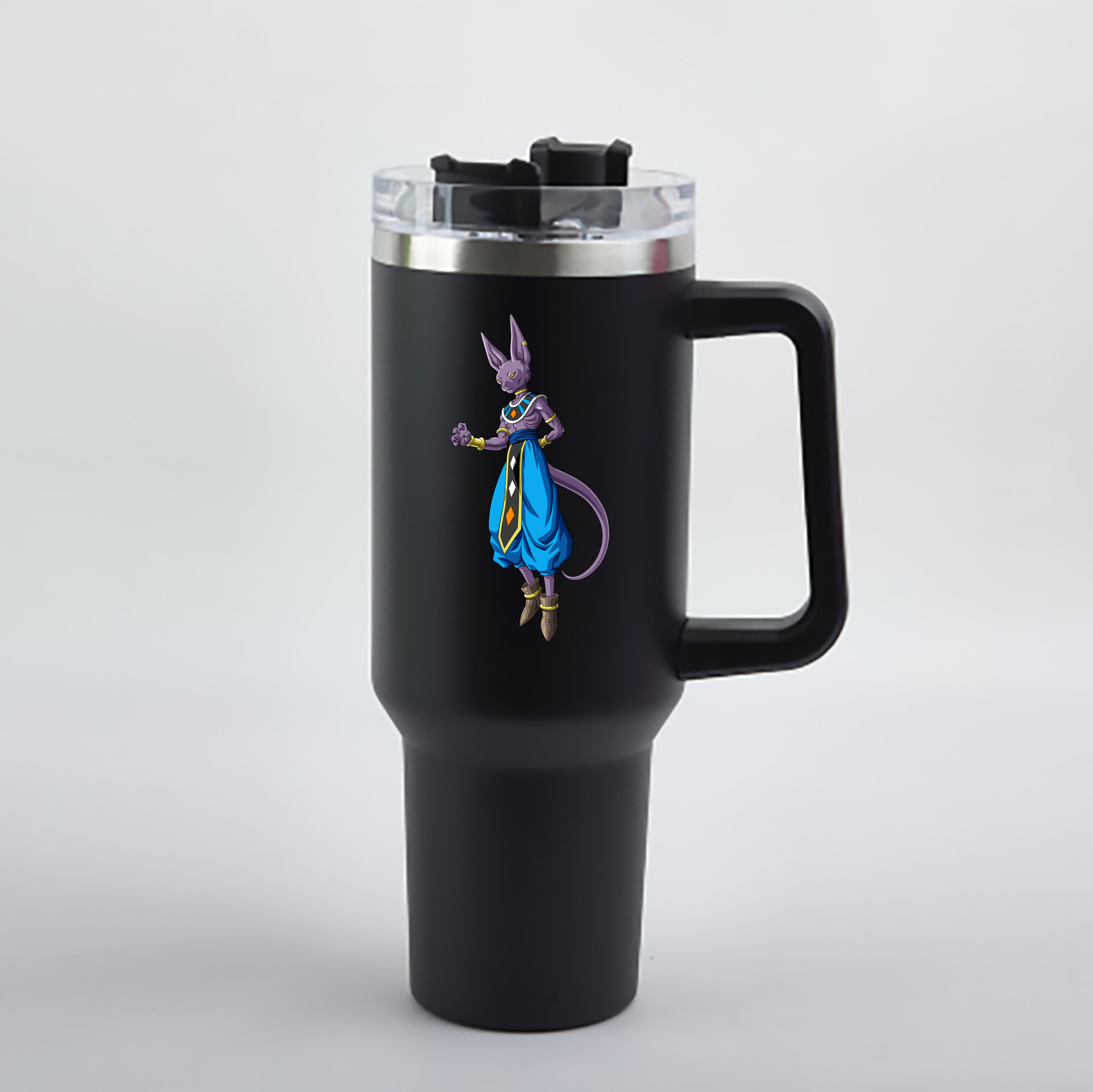 （画像用） ドラゴンボール ビルス 破壊神ビルス DRAGON BALL Beerus Birusu 1200mL車用タンブラー - クリスタルステッカー（プラスチックストロー付き）