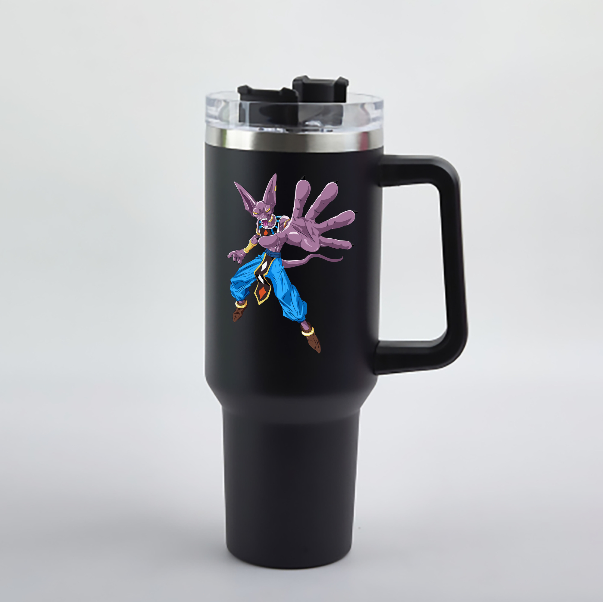 （画像用） ドラゴンボール ビルス 破壊神ビルス DRAGON BALL Beerus Birusu 1200mL車用タンブラー - クリスタルステッカー（プラスチックストロー付き）