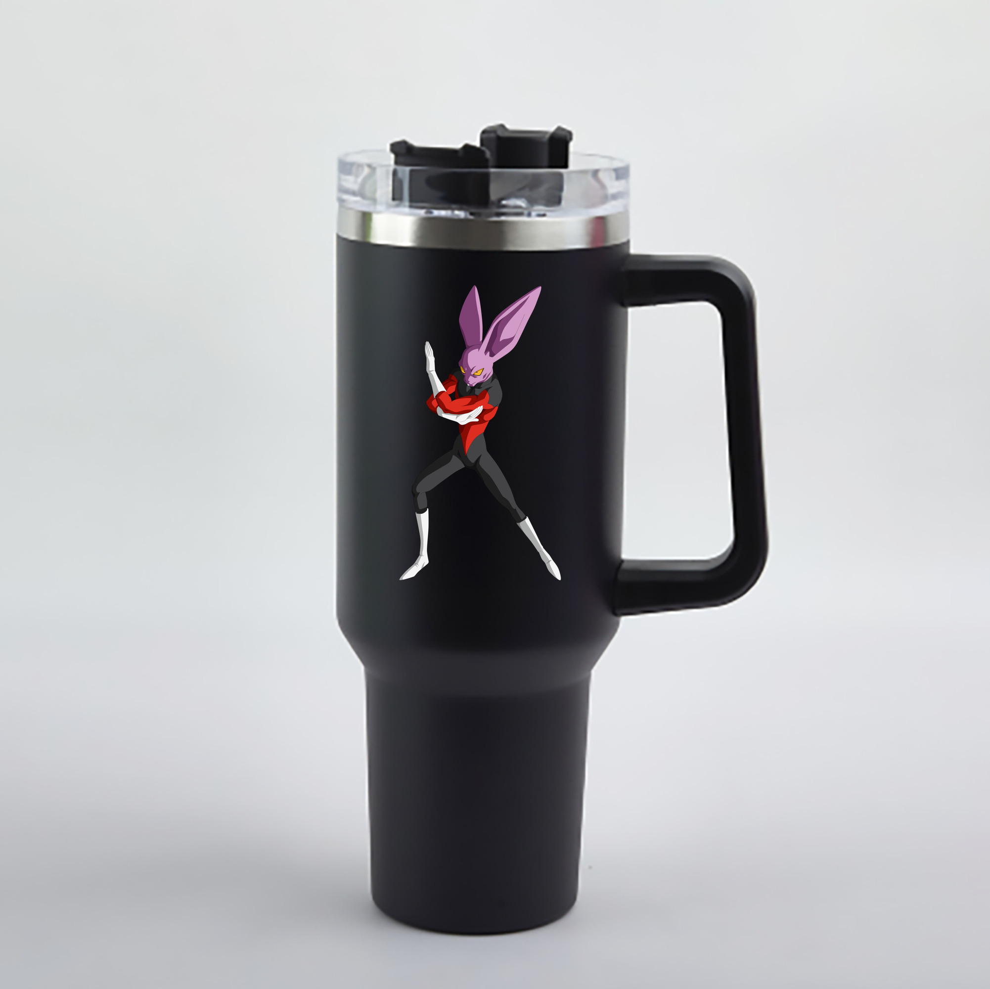 （画像用） ドラゴンボール ビルス 破壊神ビルス DRAGON BALL Beerus Birusu 1200mL車用タンブラー - クリスタルステッカー（プラスチックストロー付き）