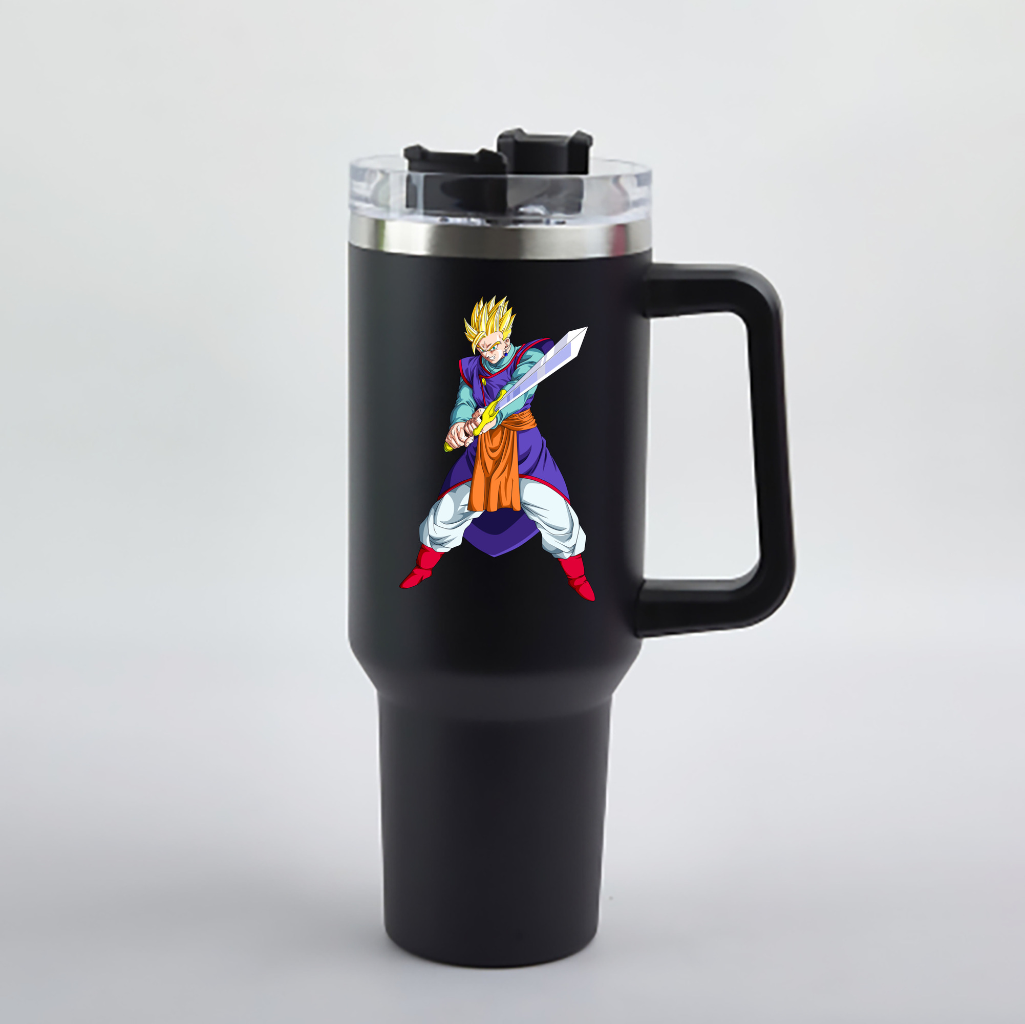 （画像用） ドラゴンボール 孫 悟飯（そんごはん）DRAGON BALL Son Gohan 1200mL車用タンブラー - クリスタルステッカー（プラスチックストロー付き）