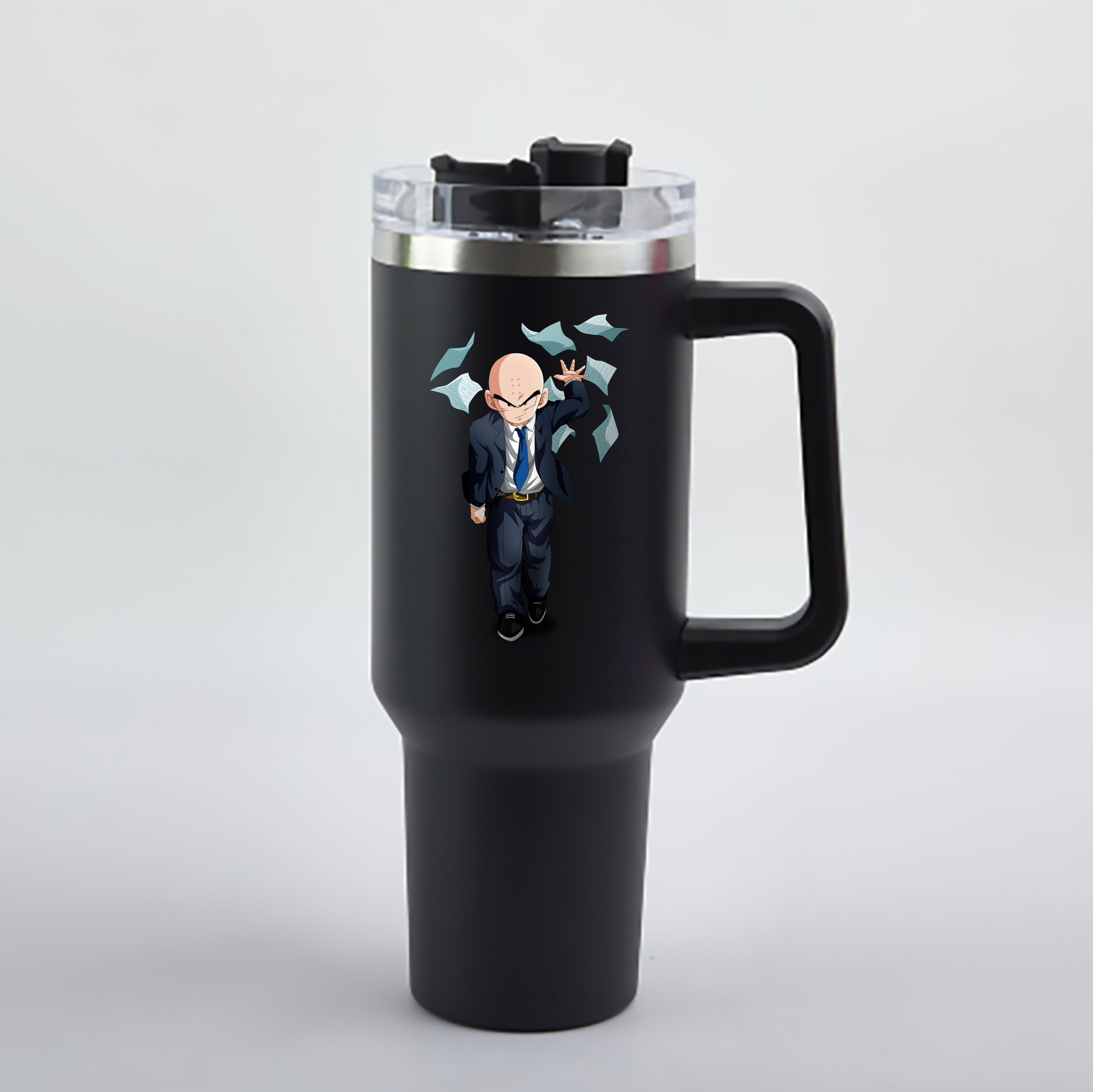 （画像用） ドラゴンボール クリリン DRAGON BALL krillin 1200mL車用タンブラー - クリスタルステッカー（プラスチックストロー付き）