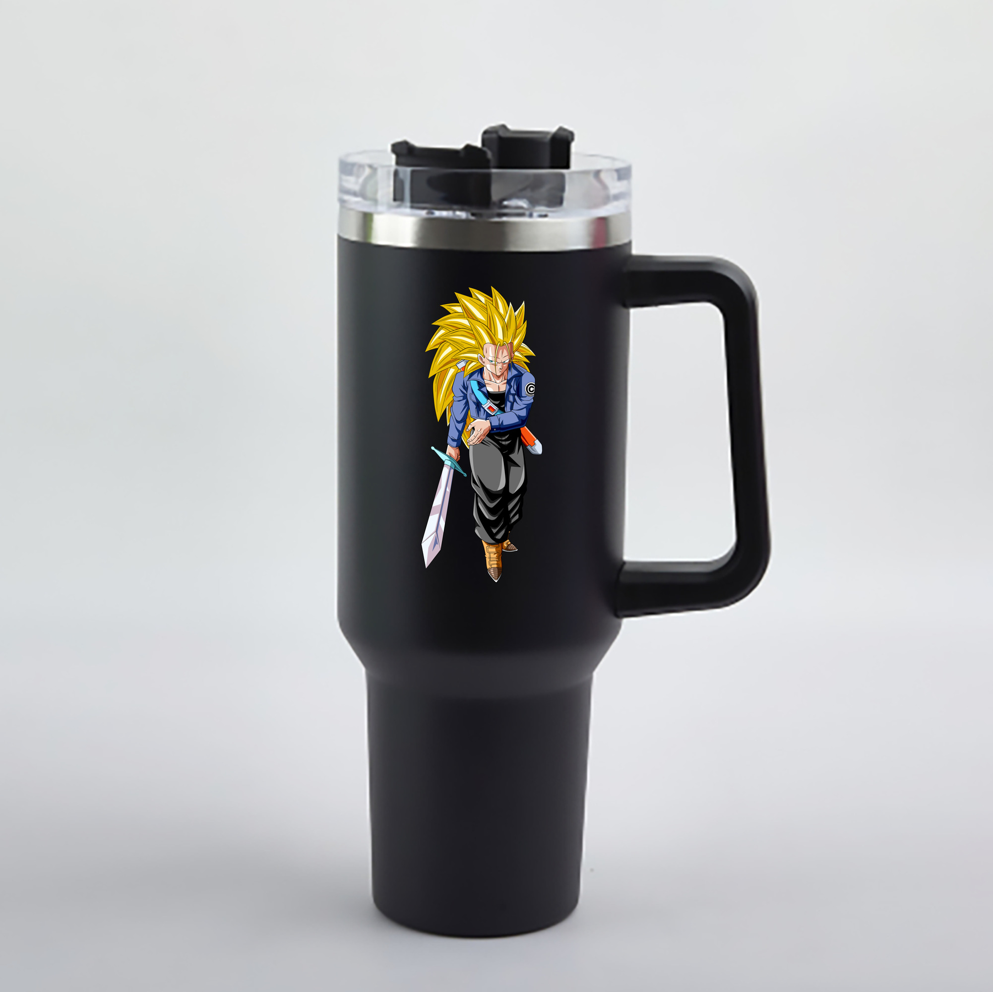 （画像用） ドラゴンボール トランクス（Torankusu）DRAGON BALL Trunks 1200mL車用タンブラー - クリスタルステッカー（プラスチックストロー付き）