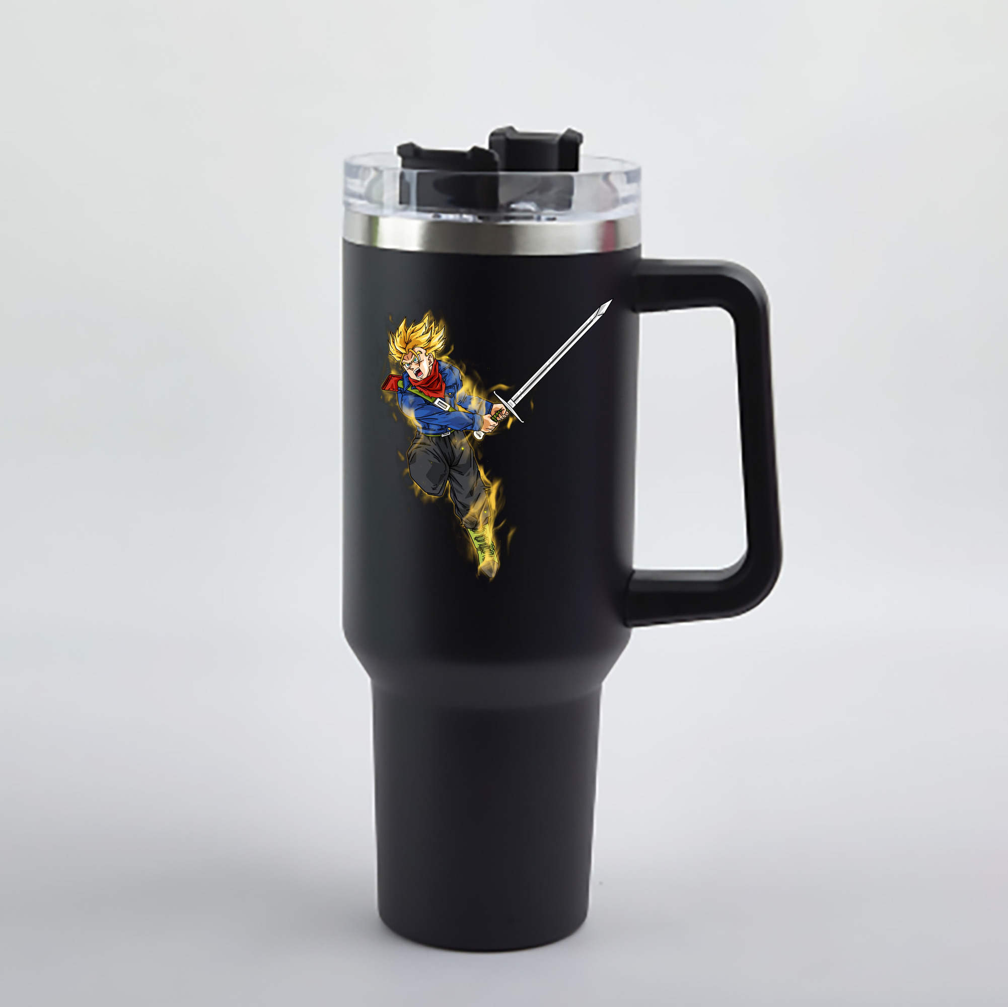 （画像用） ドラゴンボール トランクス（Torankusu）DRAGON BALL Trunks 1200mL車用タンブラー - クリスタルステッカー（プラスチックストロー付き）