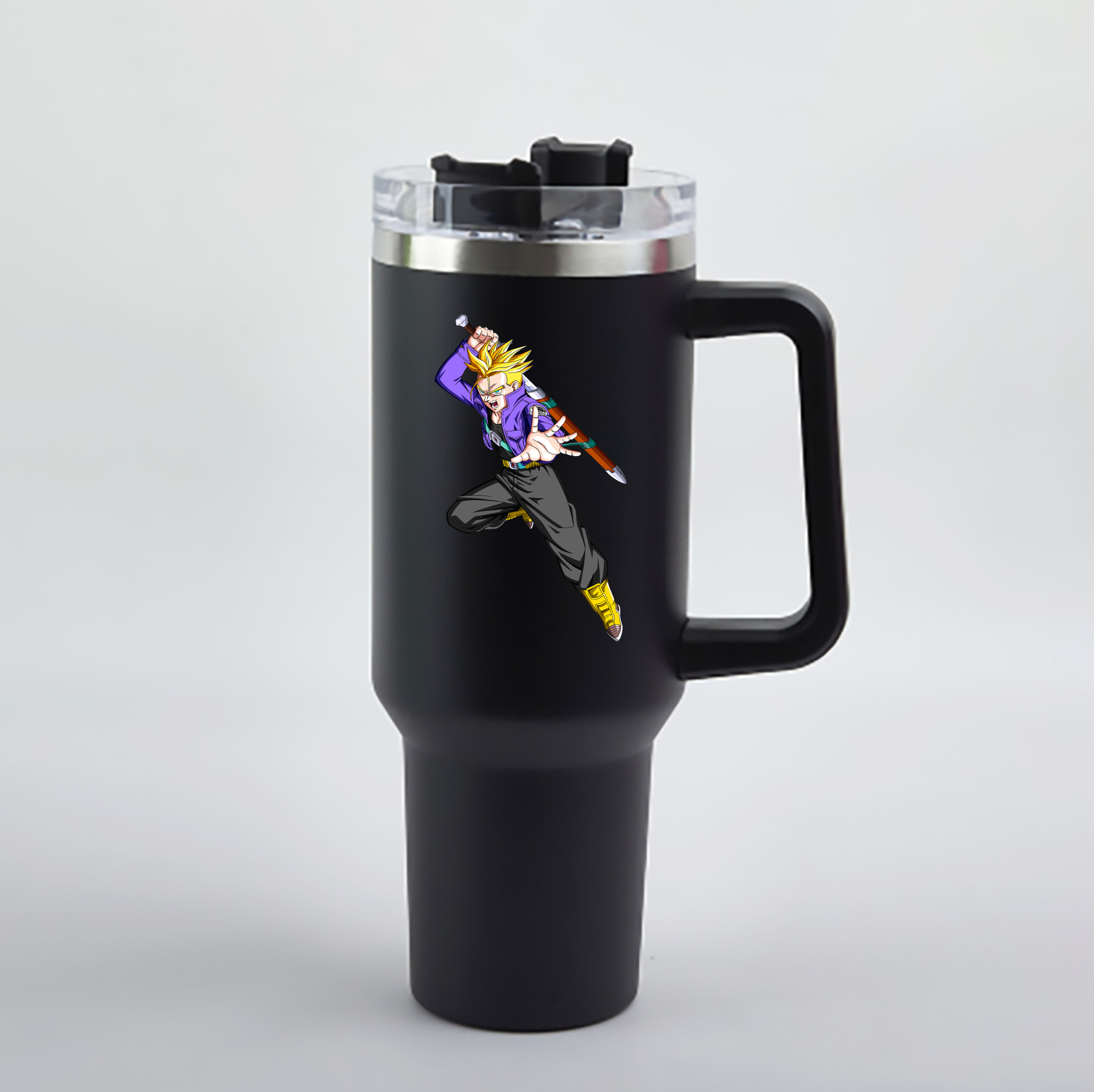 （画像用） ドラゴンボール トランクス（Torankusu）DRAGON BALL Trunks 1200mL車用タンブラー - クリスタルステッカー（プラスチックストロー付き）