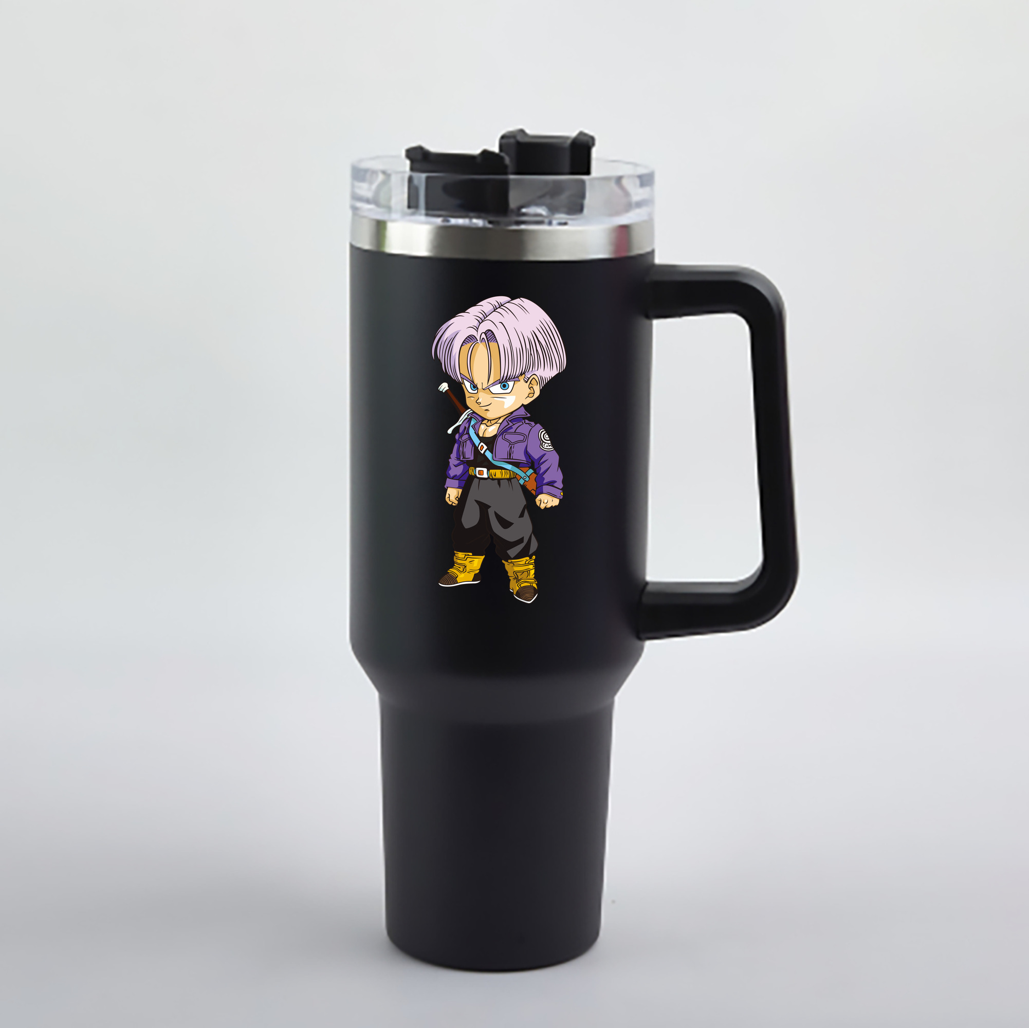 （画像用） ドラゴンボール トランクス（Torankusu）DRAGON BALL Trunks 1200mL車用タンブラー - クリスタルステッカー（プラスチックストロー付き）