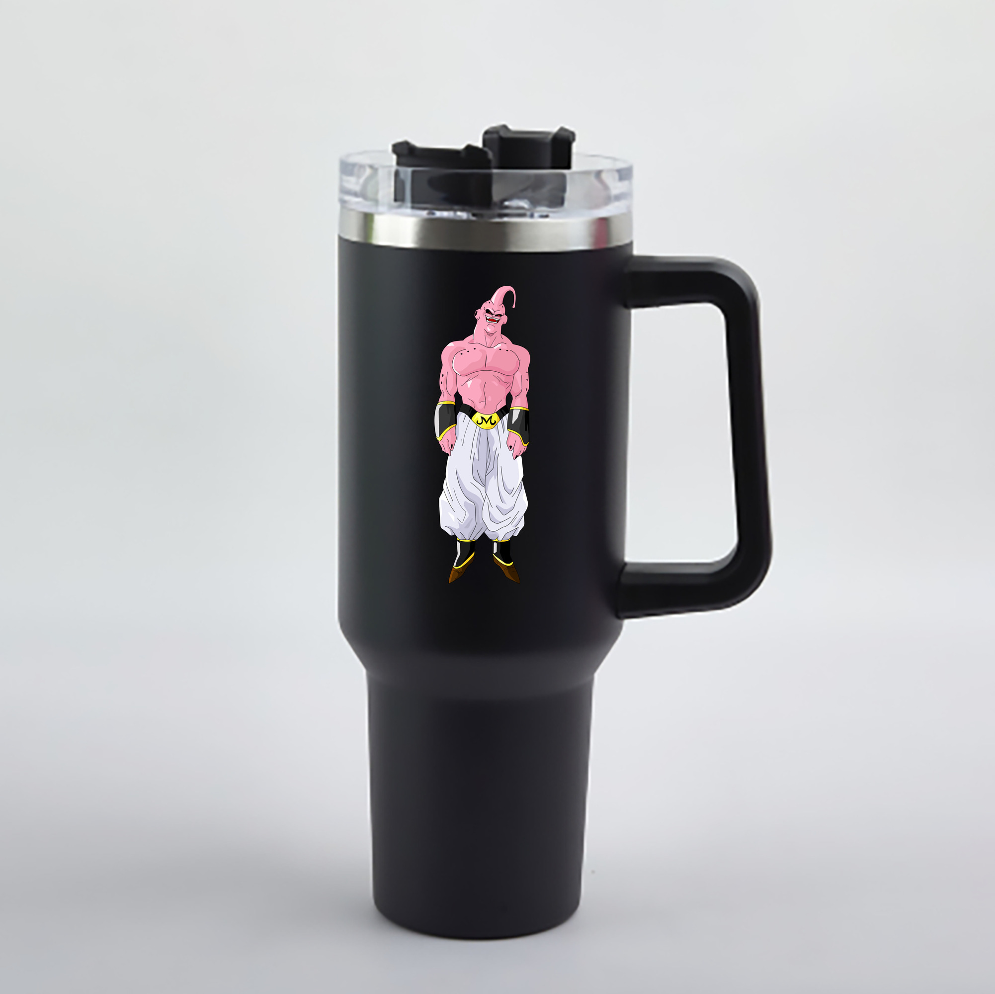 （画像用） ドラゴンボール 魔人ブウ DRAGON BALL Majin Buu 1200mL車用タンブラー - クリスタルステッカー（プラスチックストロー付き）