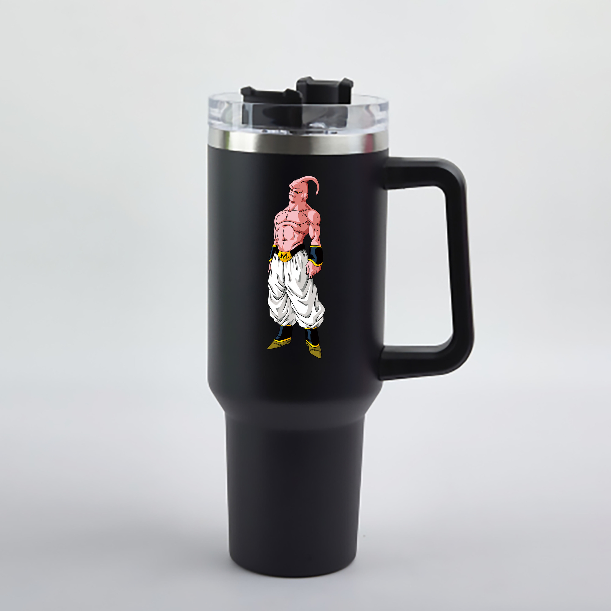 （画像用） ドラゴンボール 魔人ブウ DRAGON BALL Majin Buu 1200mL車用タンブラー - クリスタルステッカー（プラスチックストロー付き）