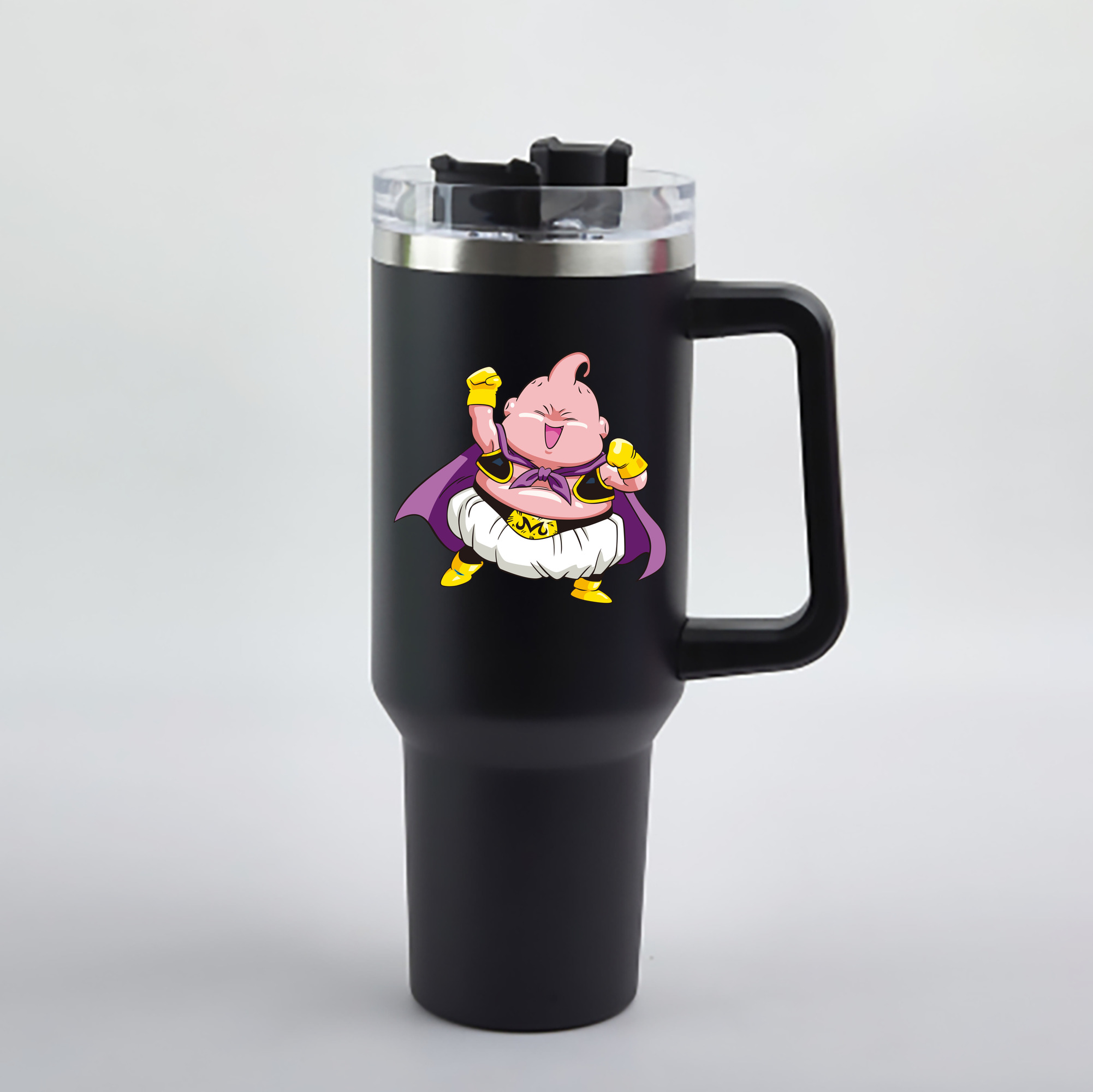 （画像用） ドラゴンボール 魔人ブウ DRAGON BALL Majin Buu 1200mL車用タンブラー - クリスタルステッカー（プラスチックストロー付き）