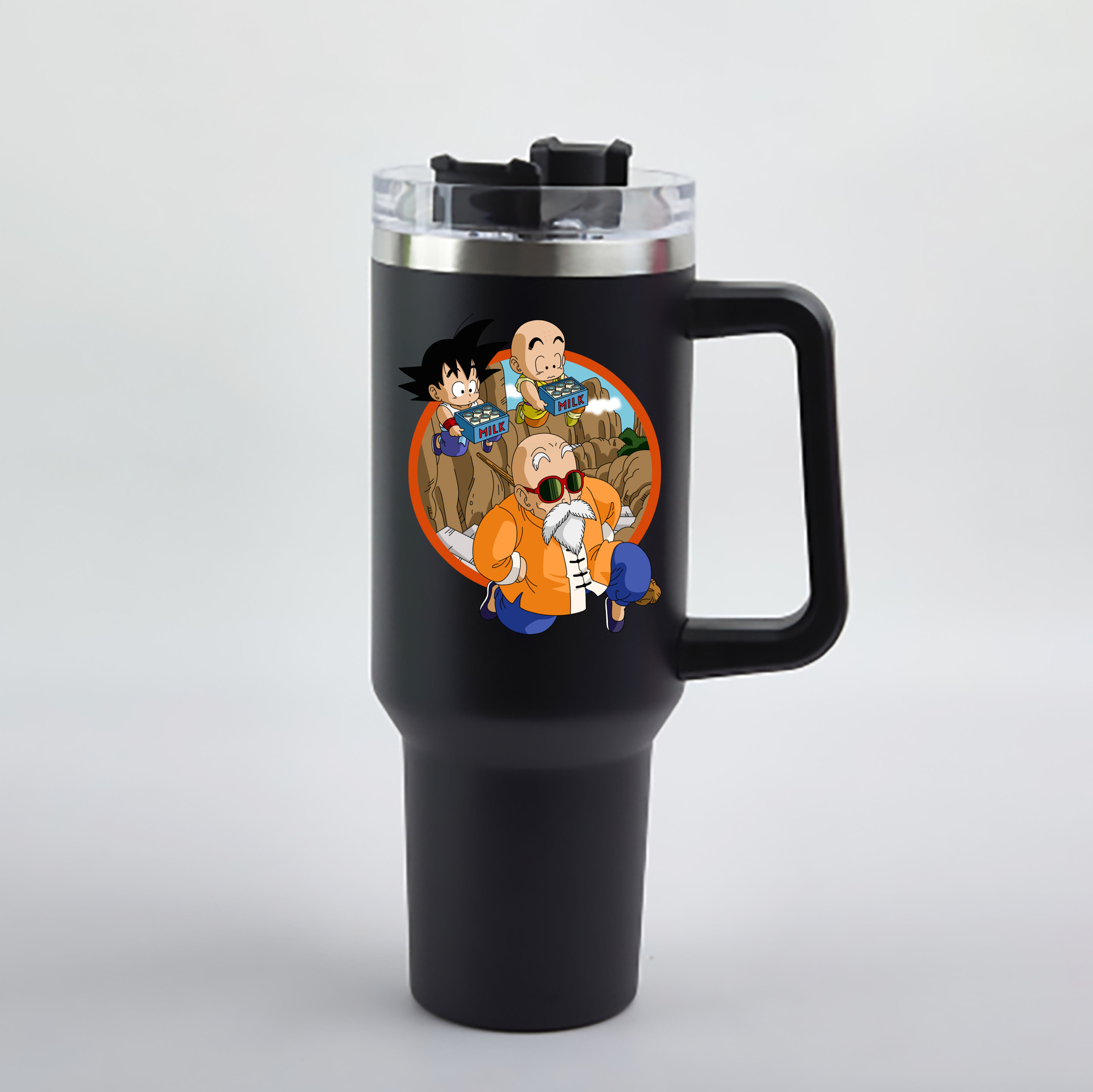 （画像用） ドラゴンボール 亀仙人（かめせんにん） DRAGON BALL Master Roshi Kame Sennin 1200mL車用タンブラー - クリスタルステッカー（プラスチックストロー付き）