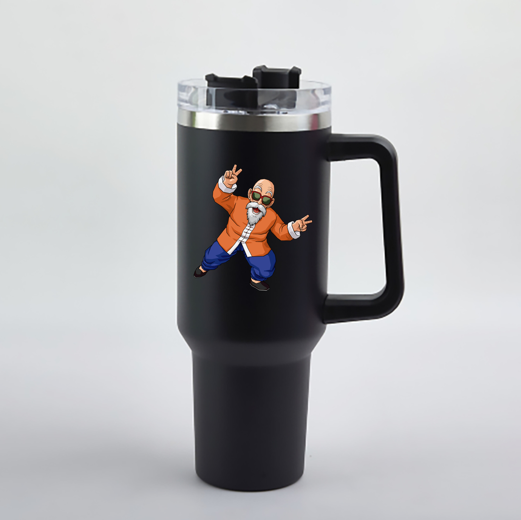 （画像用） ドラゴンボール 亀仙人（かめせんにん） DRAGON BALL Master Roshi Kame Sennin 1200mL車用タンブラー - クリスタルステッカー（プラスチックストロー付き）