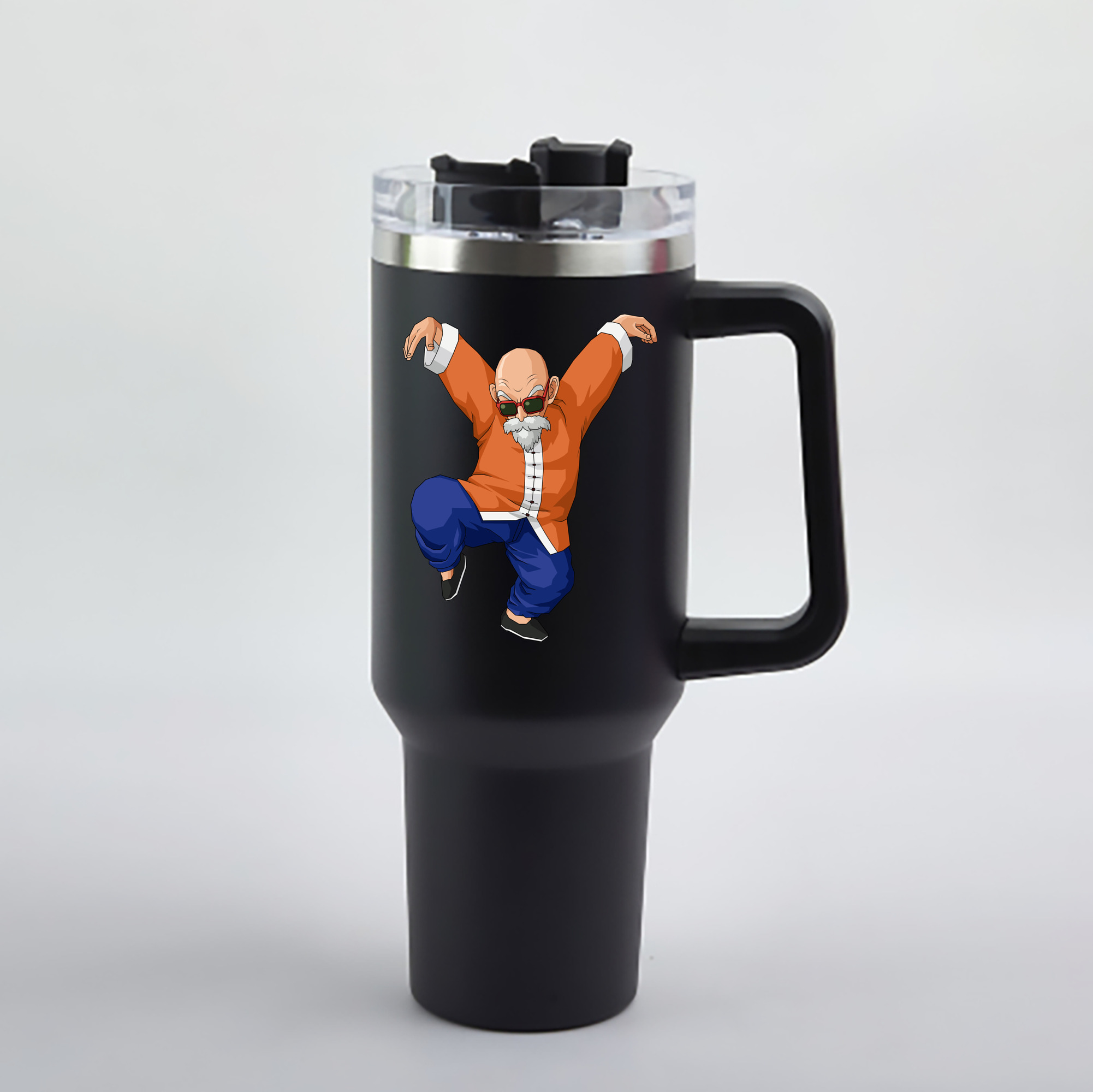 （画像用） ドラゴンボール 亀仙人（かめせんにん） DRAGON BALL Master Roshi Kame Sennin 1200mL車用タンブラー - クリスタルステッカー（プラスチックストロー付き）