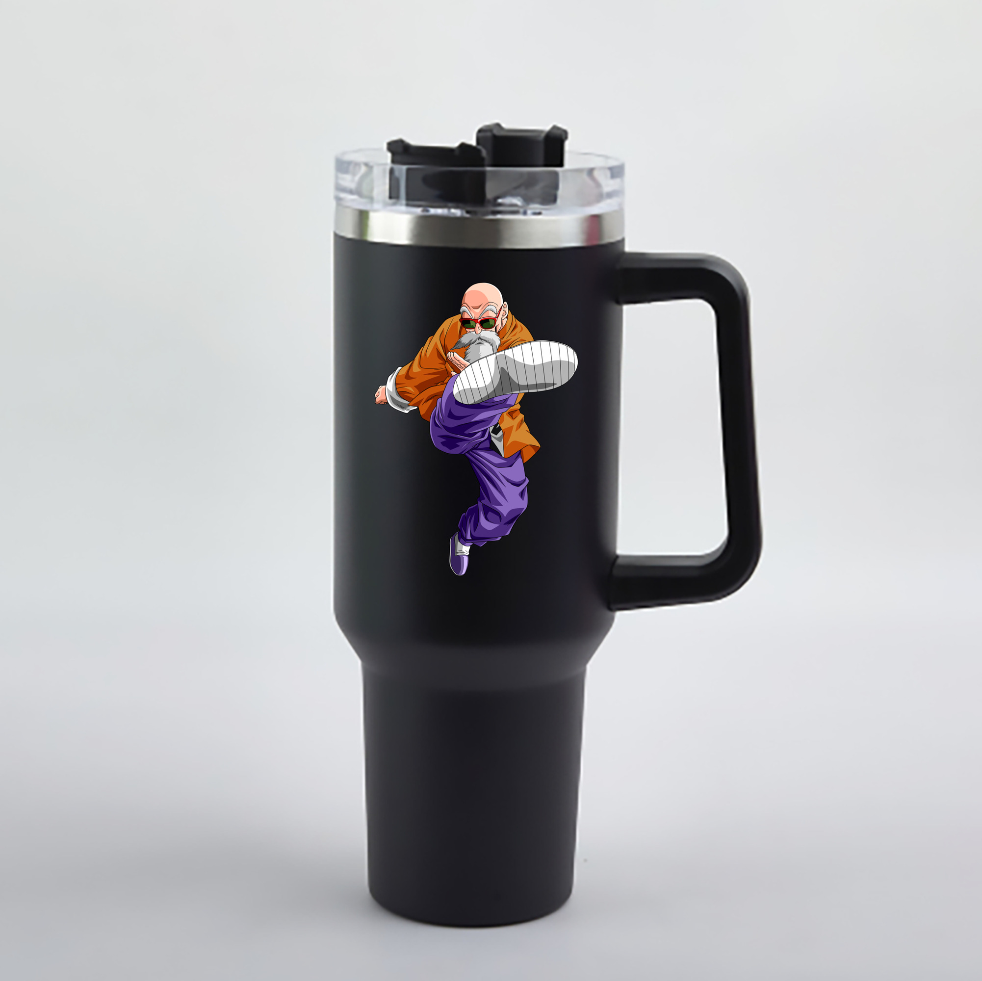 （画像用） ドラゴンボール 亀仙人（かめせんにん） DRAGON BALL Master Roshi Kame Sennin 1200mL車用タンブラー - クリスタルステッカー（プラスチックストロー付き）