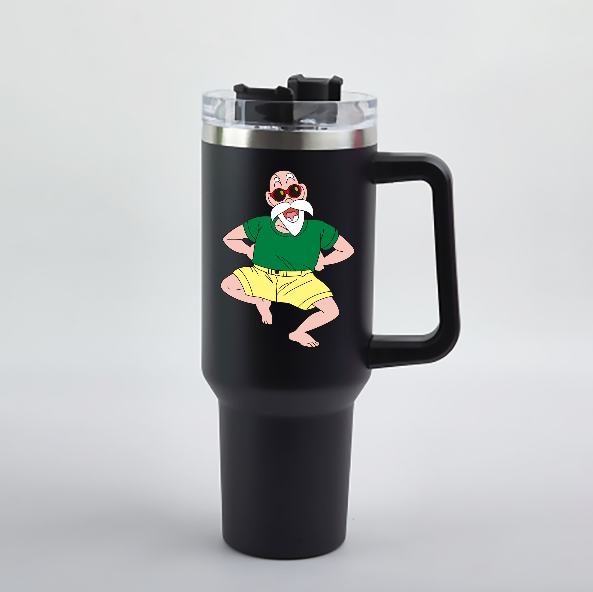 （画像用） ドラゴンボール 亀仙人（かめせんにん） DRAGON BALL Master Roshi Kame Sennin 1200mL車用タンブラー - クリスタルステッカー（プラスチックストロー付き）