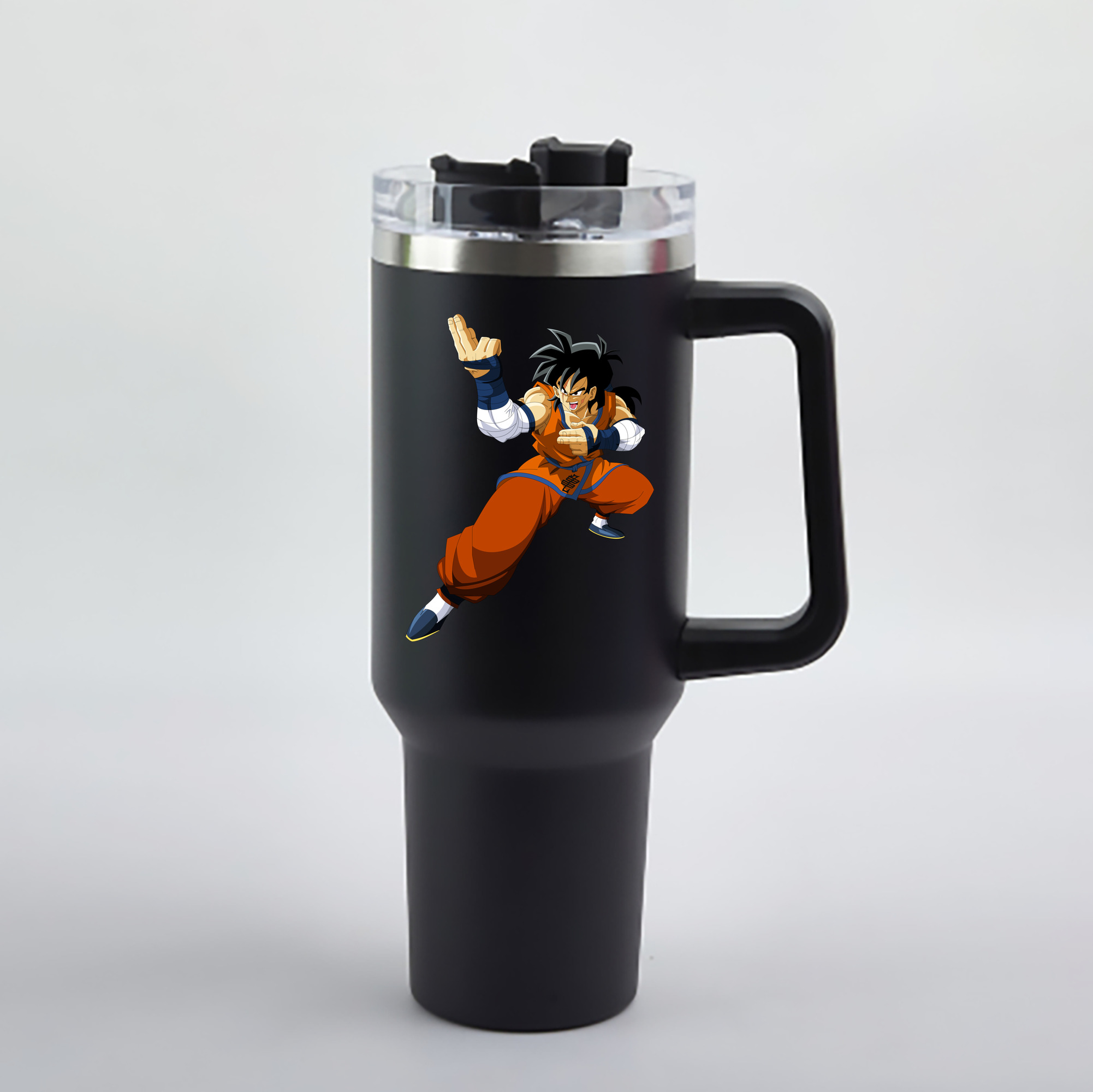 （画像用） ドラゴンボール ヤムチャ DRAGON BALL Yamcha 1200mL車用タンブラー - クリスタルステッカー（プラスチックストロー付き）