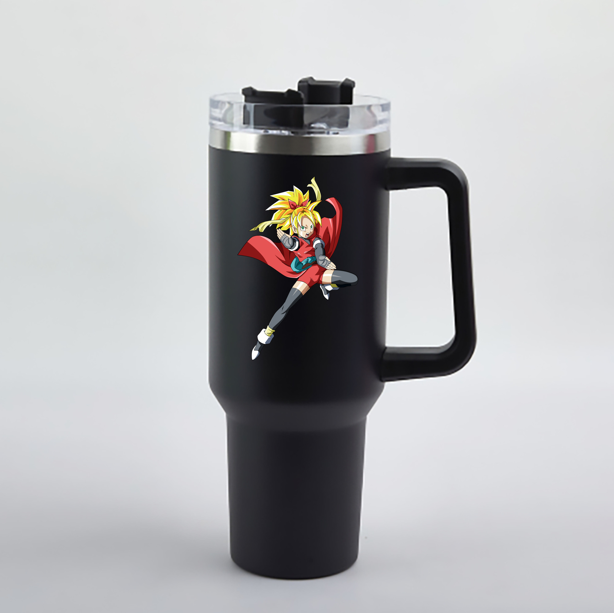 （画像用） ドラゴンボール カリフラ DRAGON BALL Caulifla 1200mL車用タンブラー - クリスタルステッカー（プラスチックストロー付き）